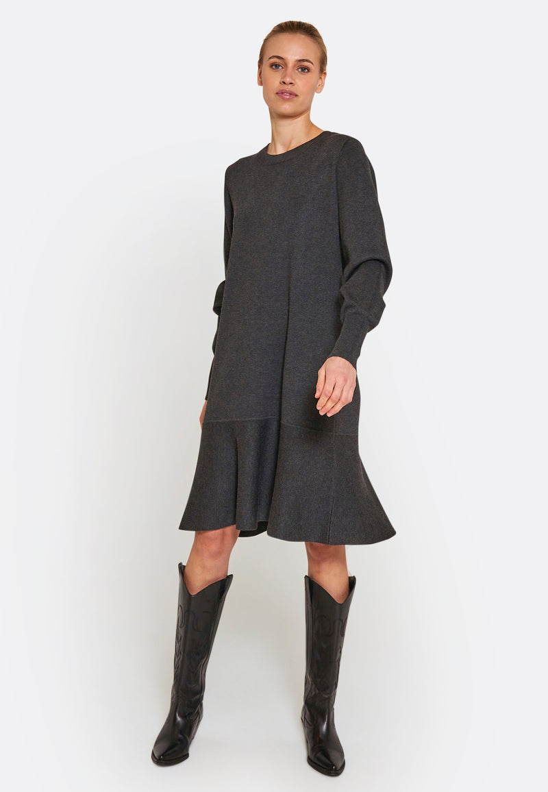 NORR Als short knit dress Dresses Dark grey melange