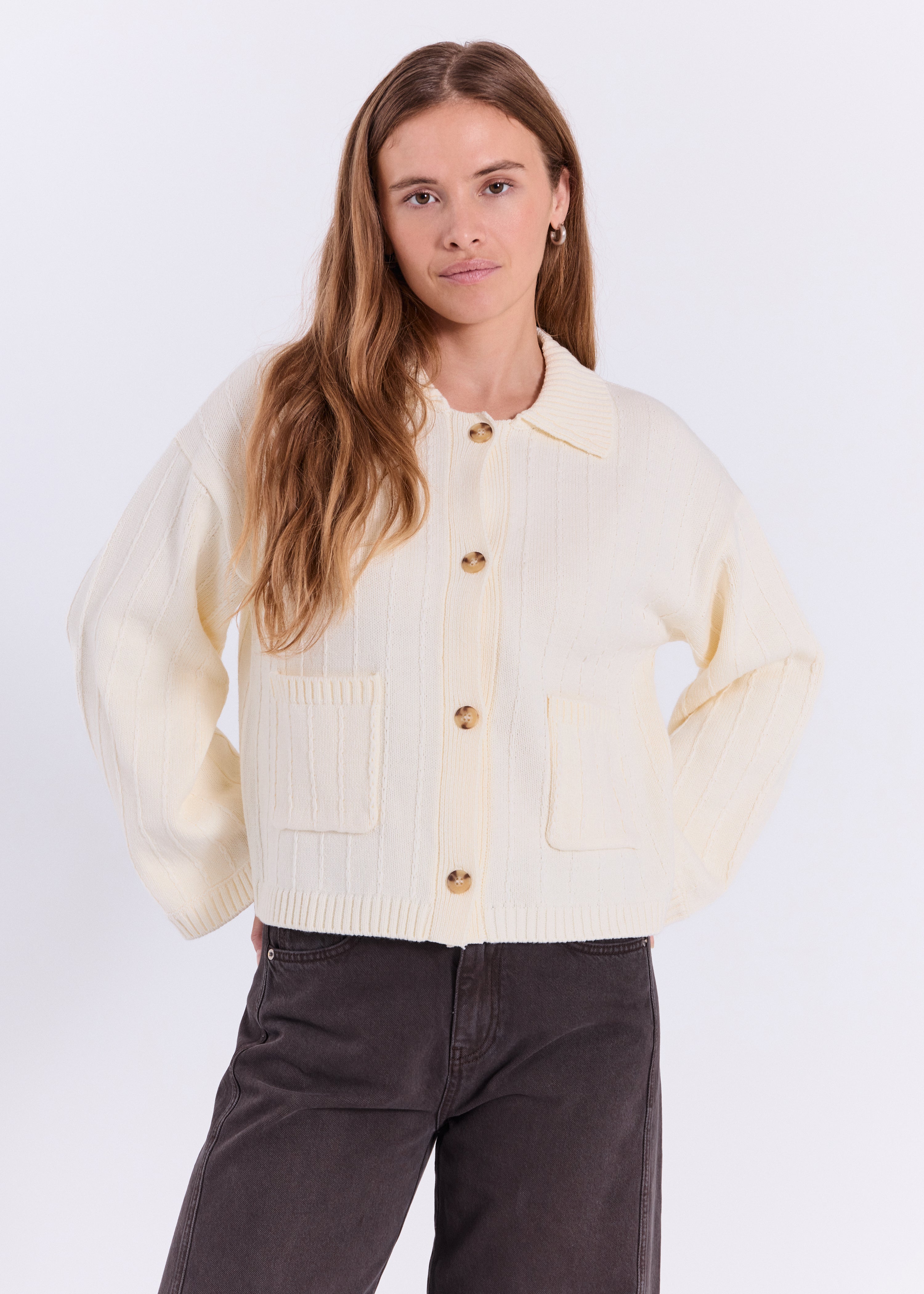 NORR Anja knit cardigan Knits Off-white