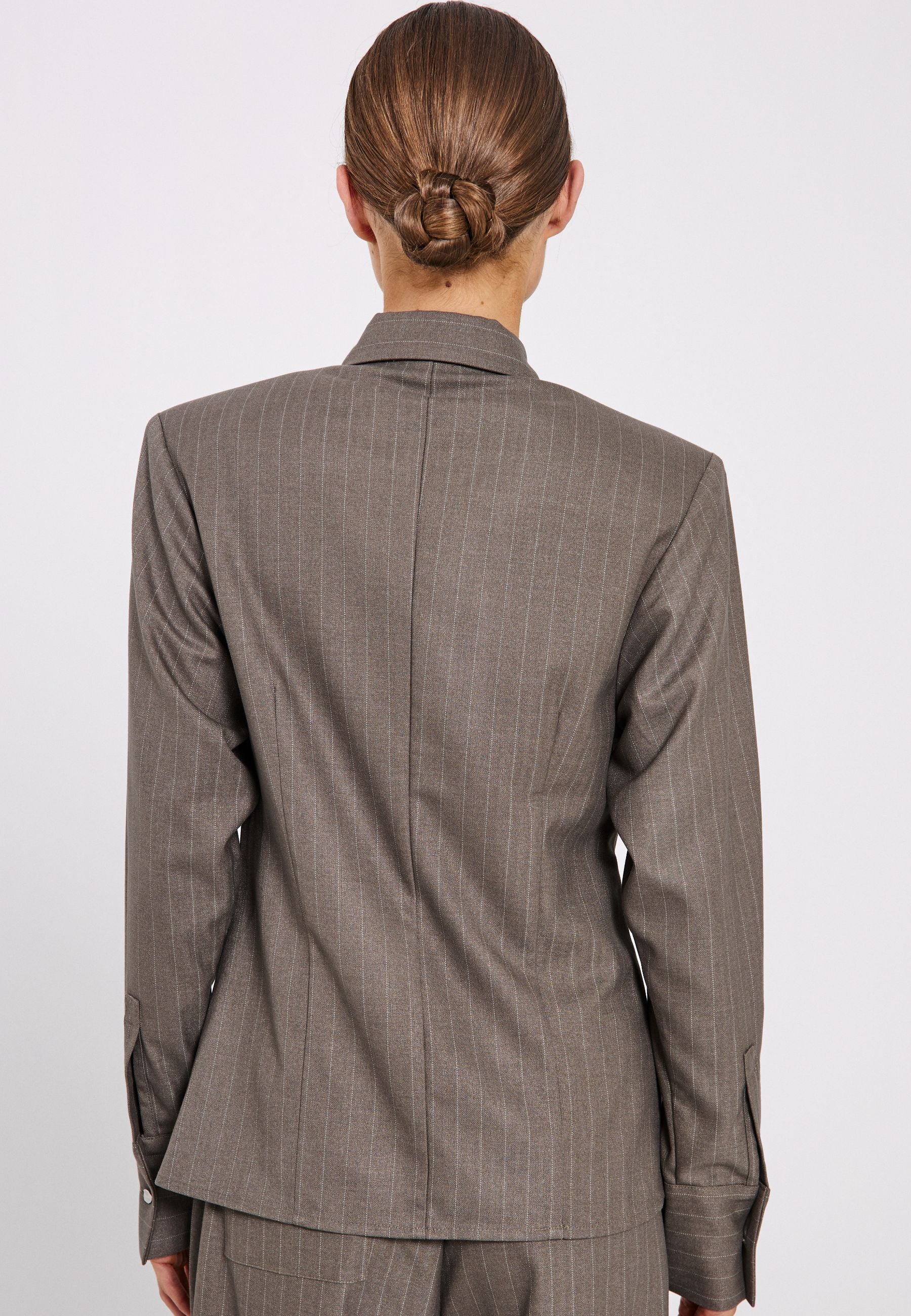 NORR Annemai suited shirt Shirts Khaki pinstripe