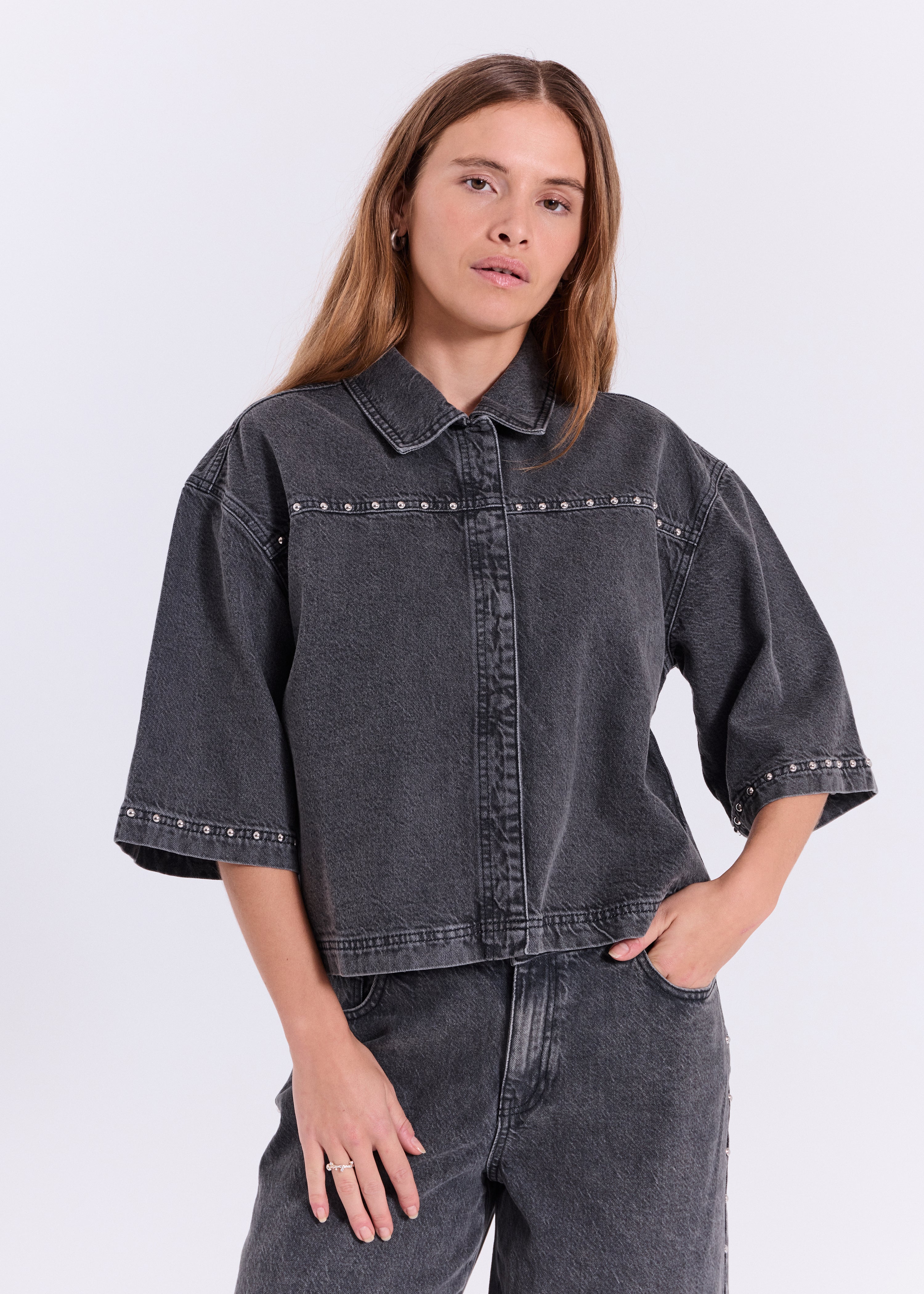 NORR Asta denim shirt Shirts Grey washed