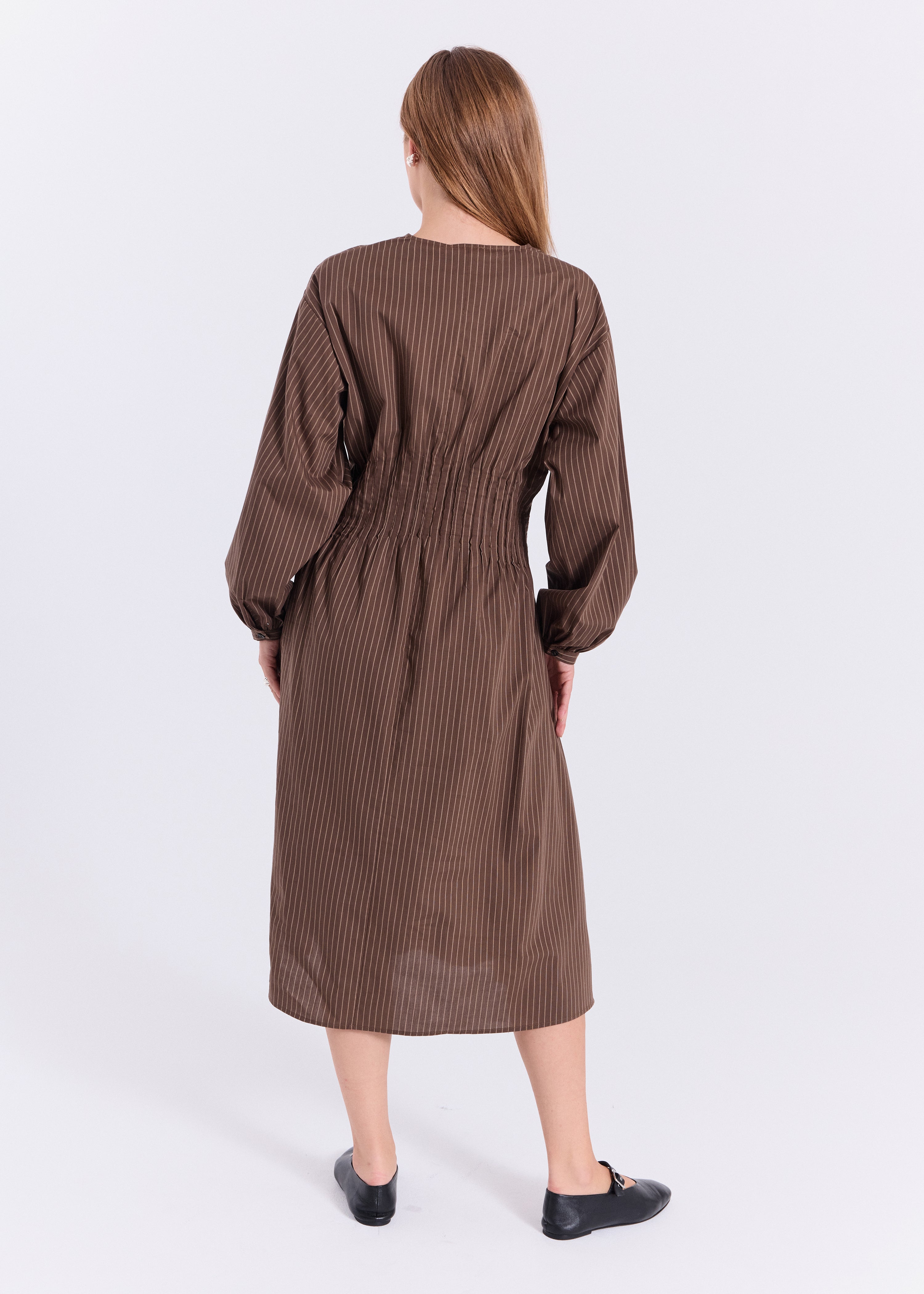 NORR Augusta maxi dress Dresses Dark Brown with Stripes