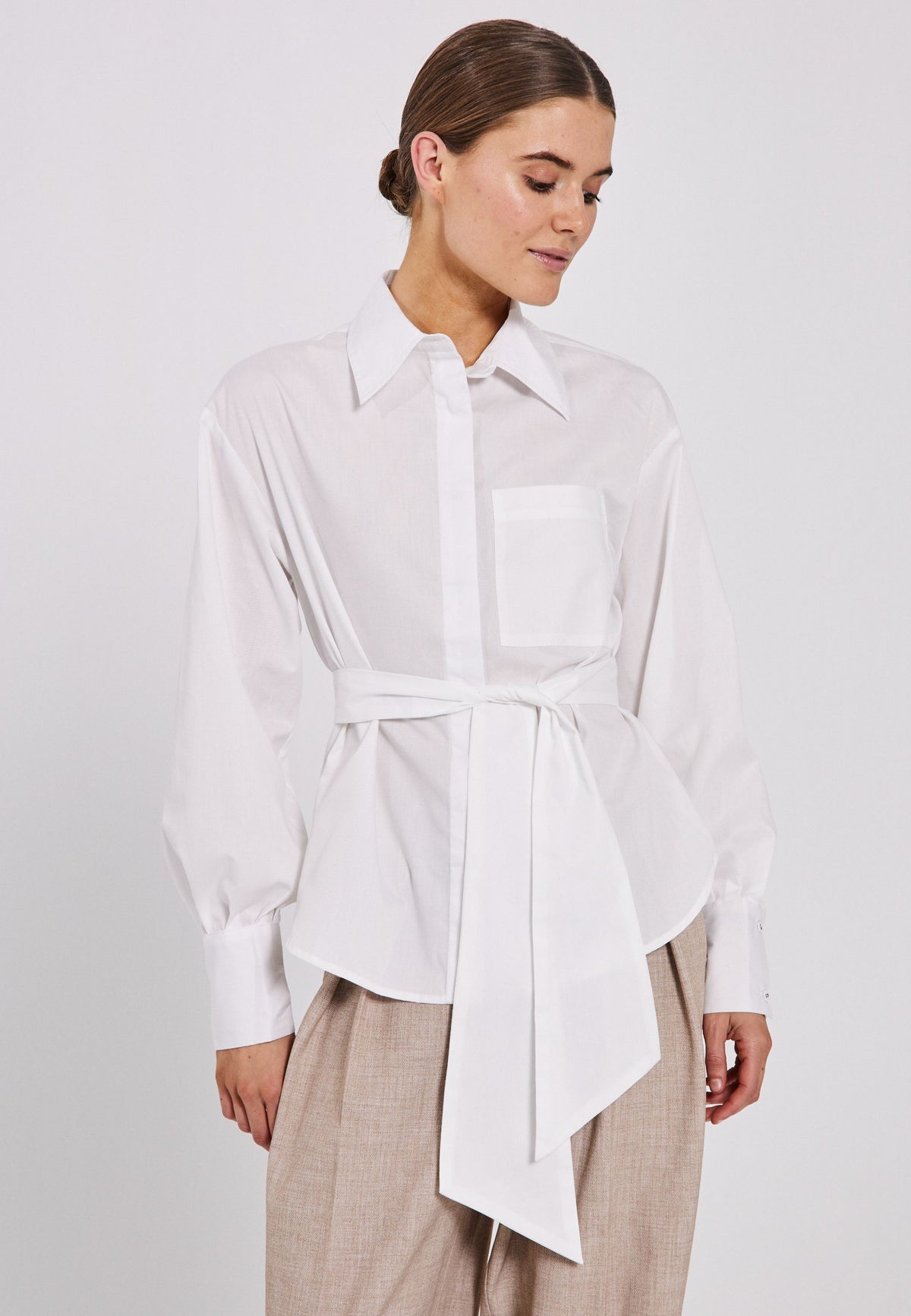 NORR Billie tie shirt Shirts White