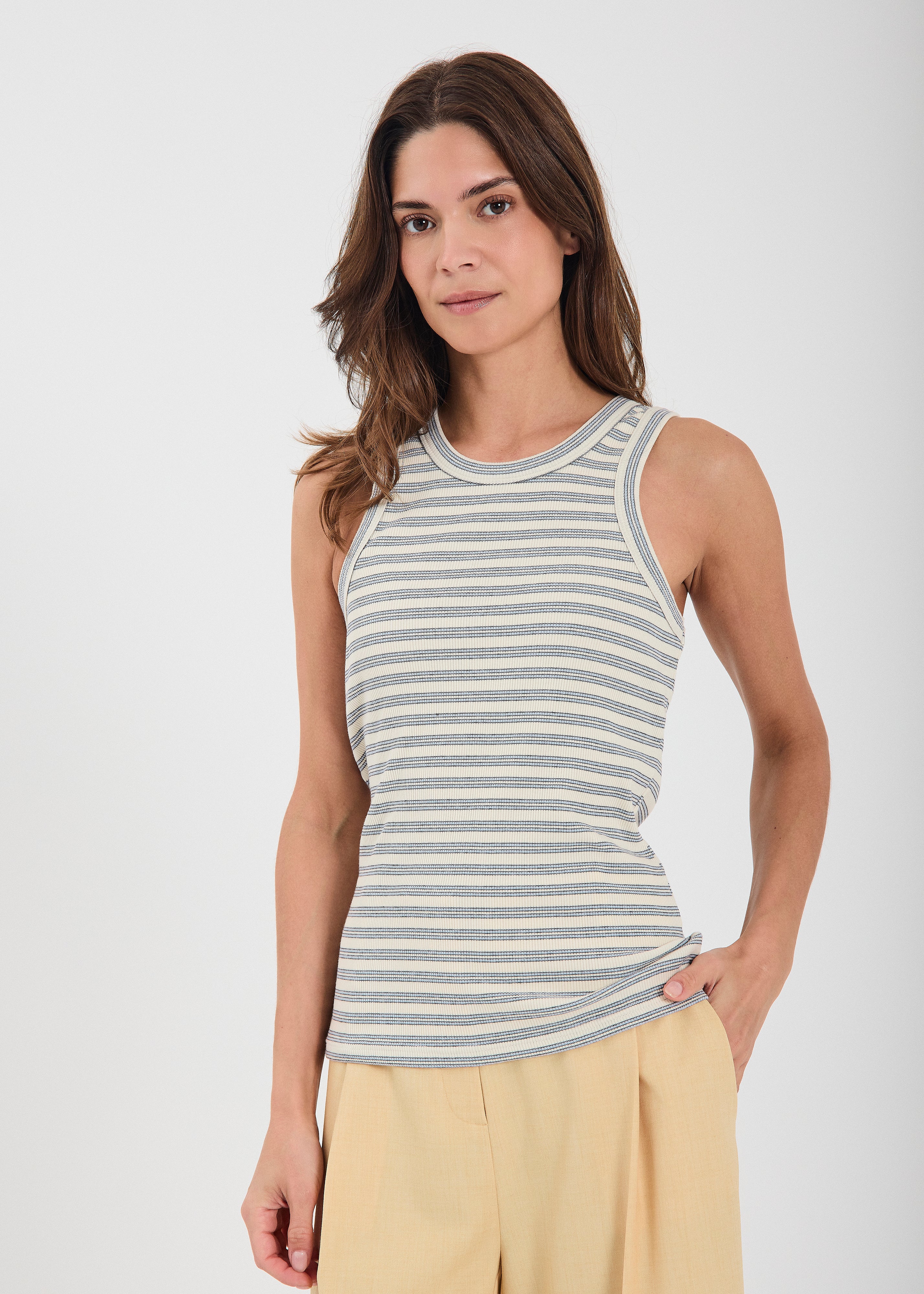 NORR Cafia tank Tops Light blue stripe