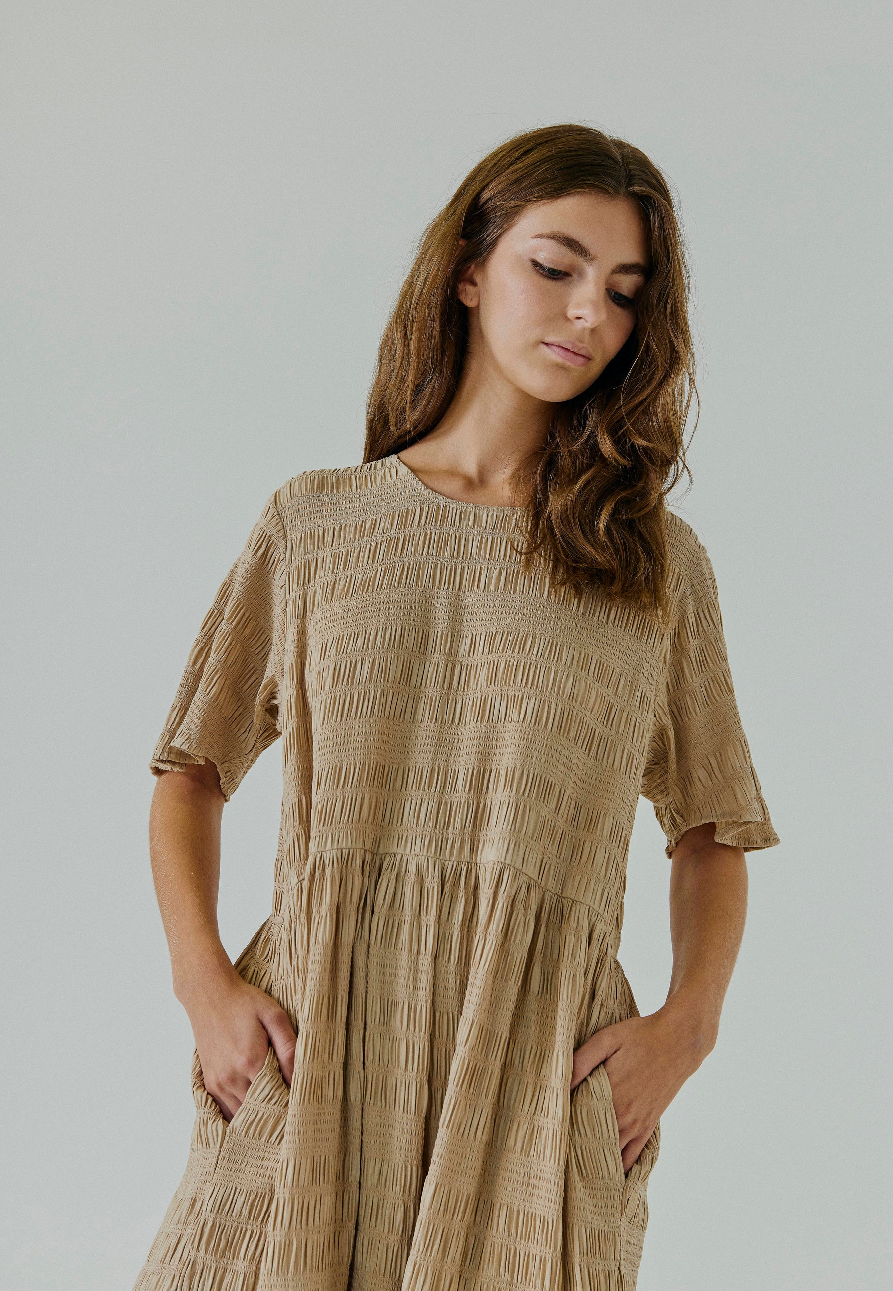 NORR Clarra midi dress Dresses Warm Beige