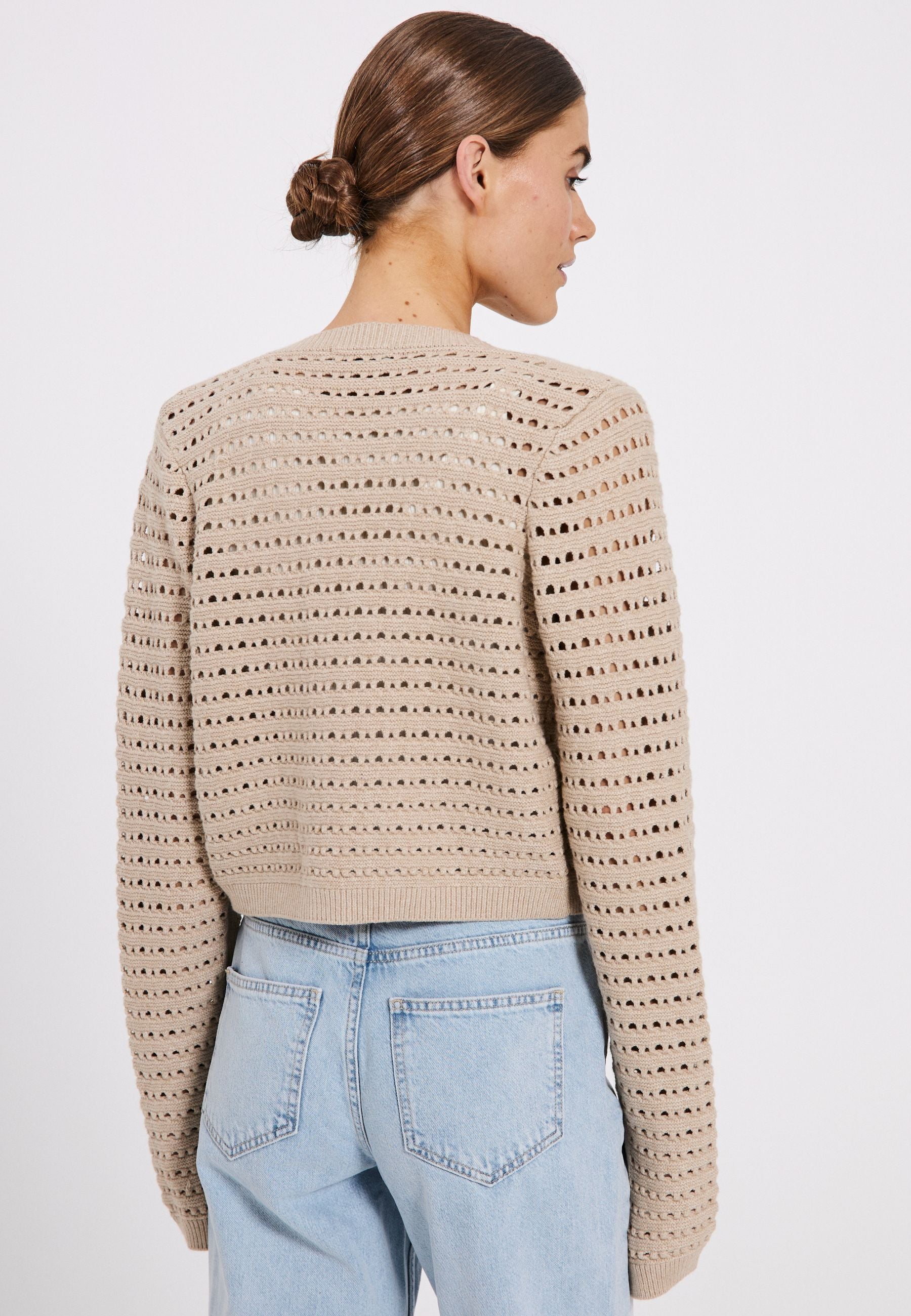 NORR Crome knit cardigan Cardigans Beige mélange