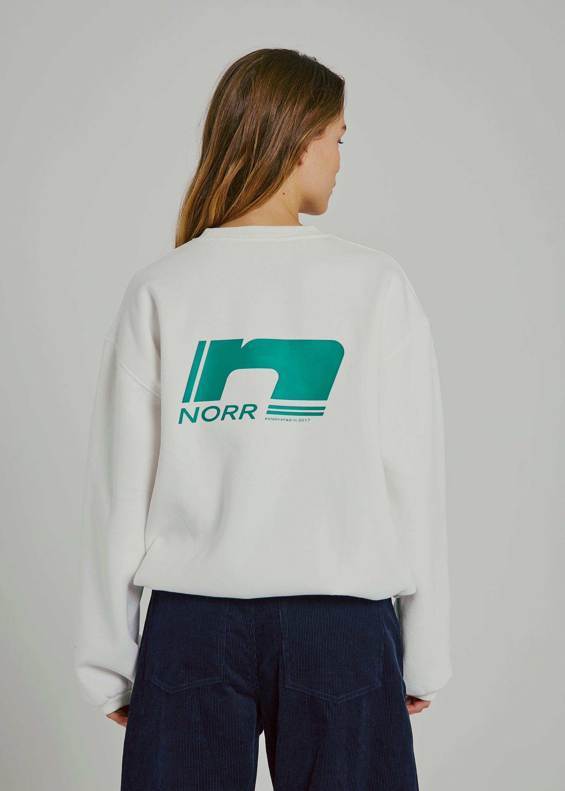 NORR Daphine sweat top Tops White w. green print
