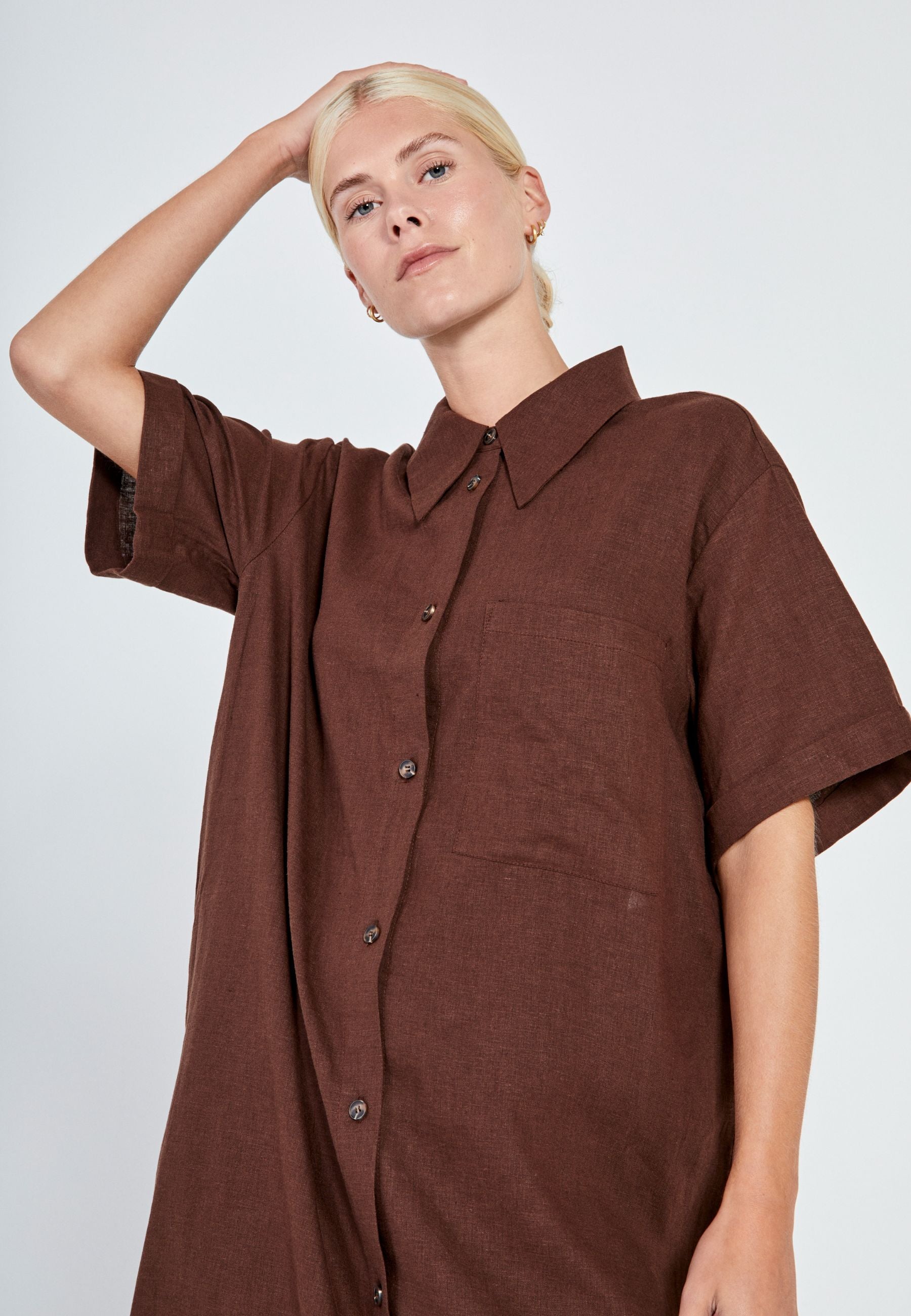 NORR Esma shirt dress Dresses Brown