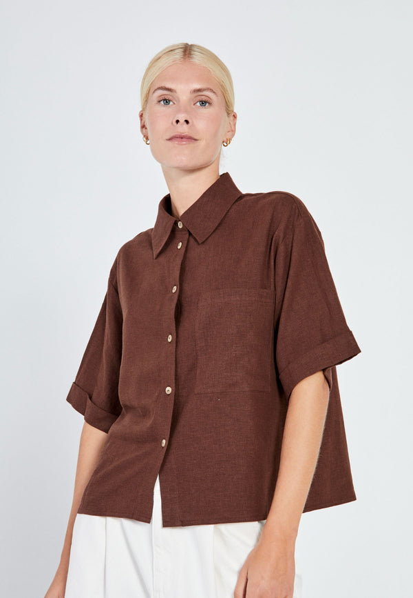 NORR Esma short shirt Shirts Brown