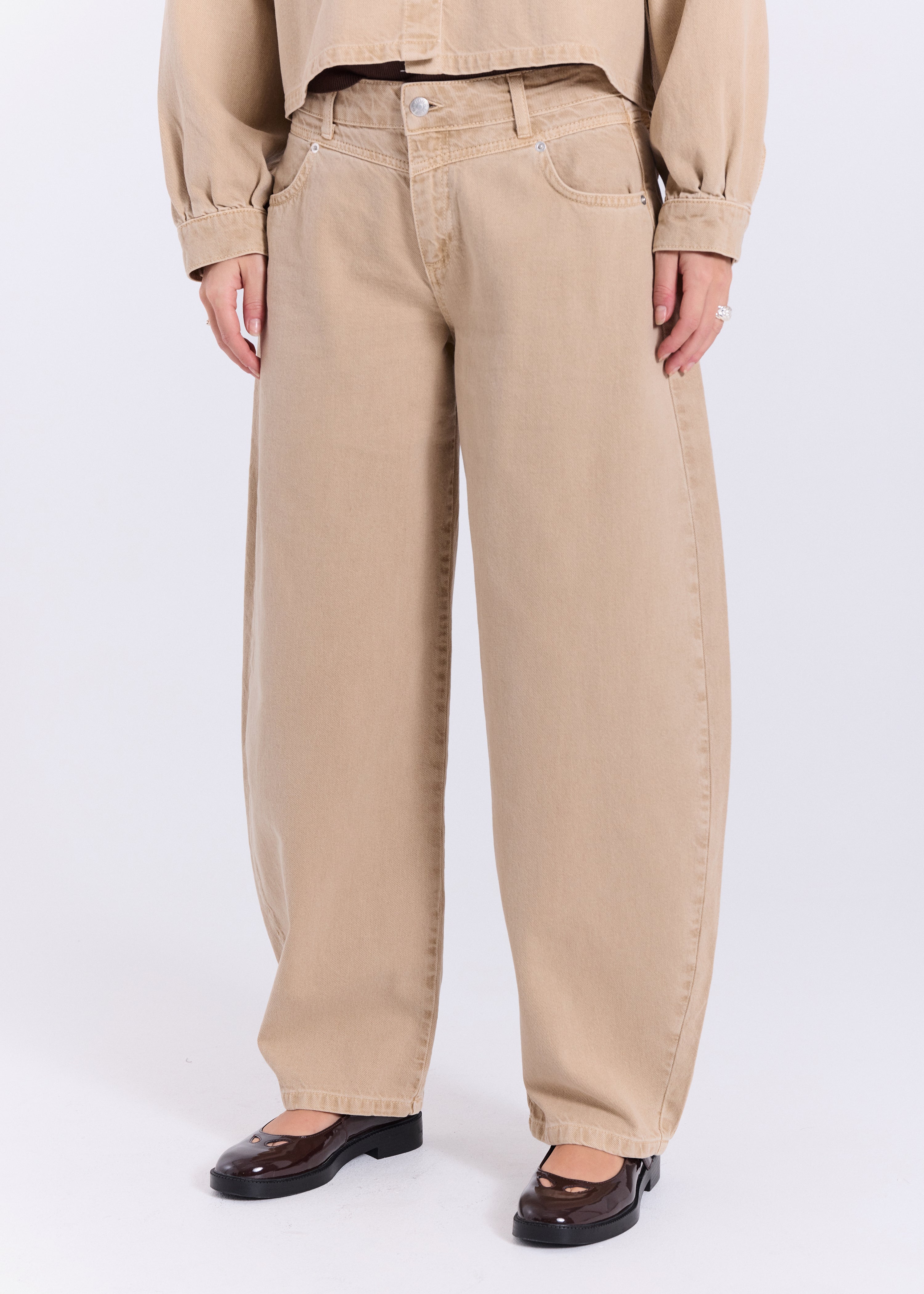 NORR Evelyna baggy barrel jeans Pants Beige Wash