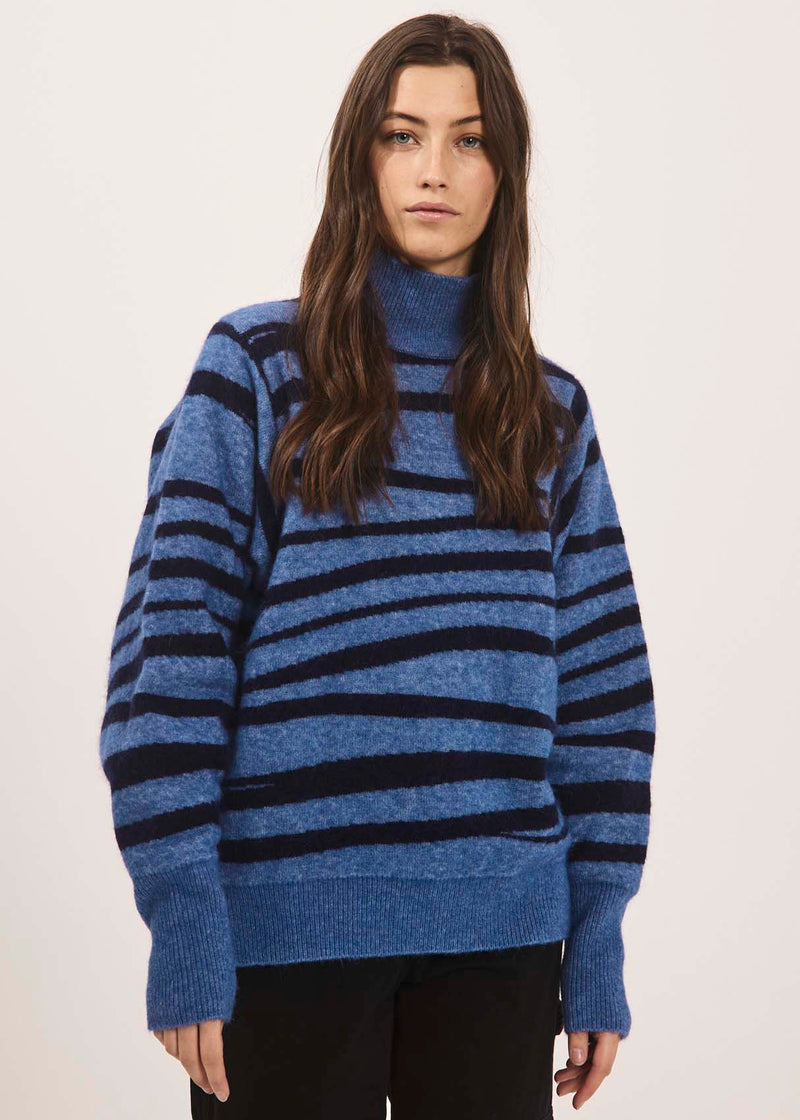 NORR Falon knit top Knits Blue stripe