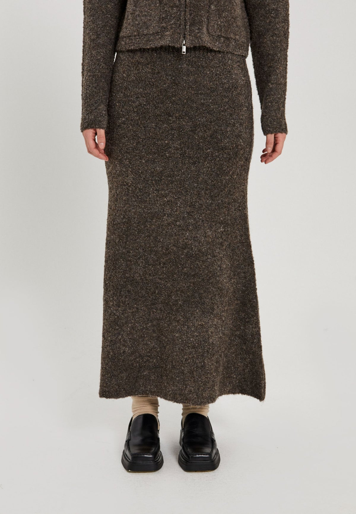 NORR Filine knit skirt Knits Dark Brown