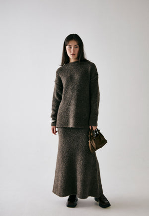 NORR Filine knit skirt Knits Dark Brown