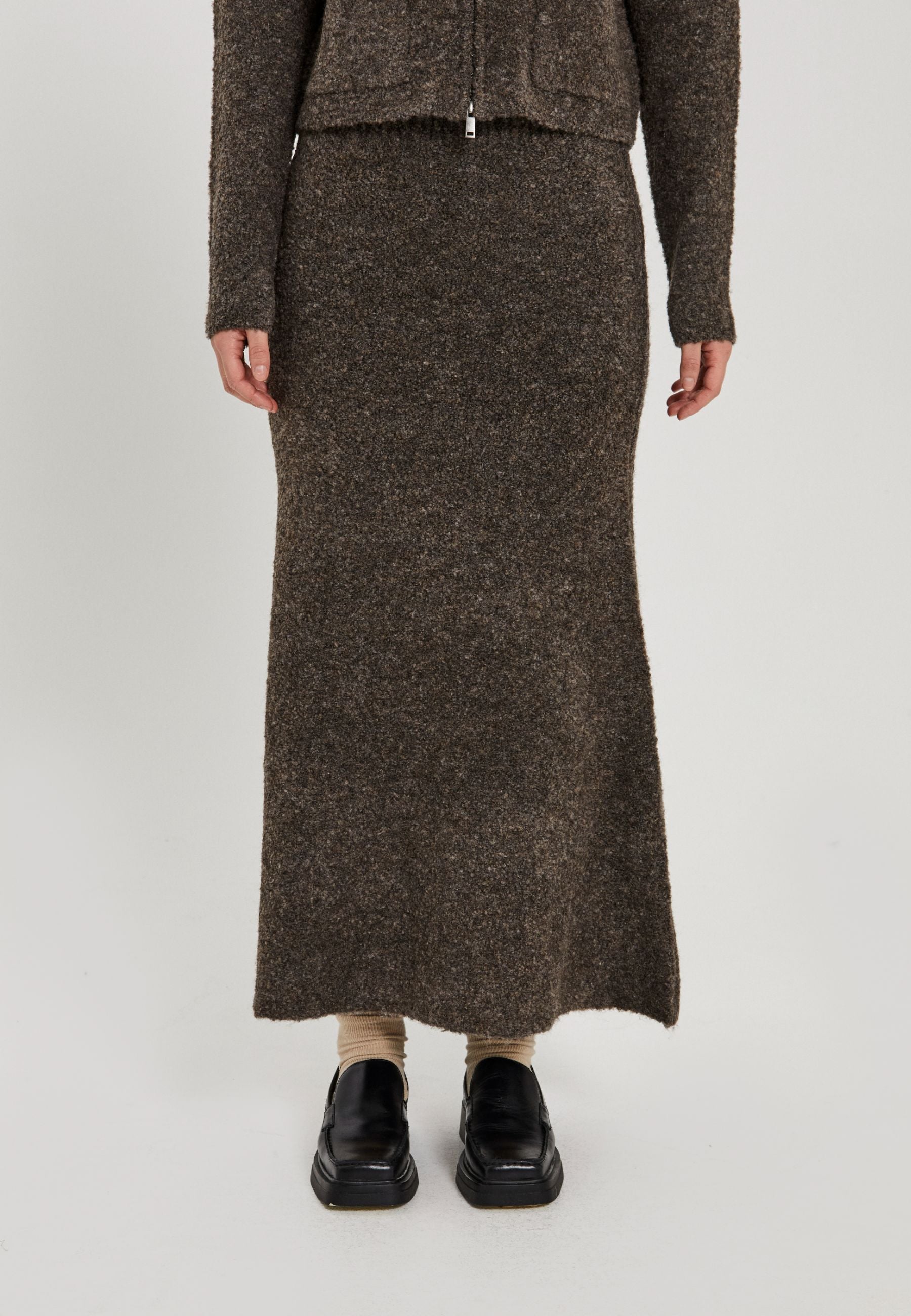 NORR Filine knit skirt Skirts Dark Brown