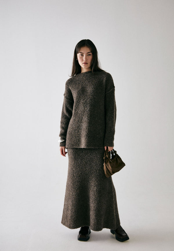 NORR Filine knit skirt Skirts Dark Brown