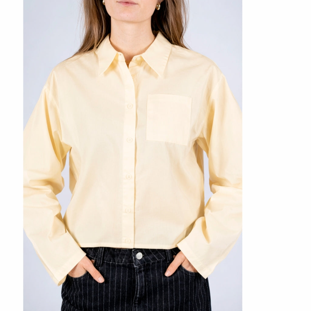 NORR Fraser pleat shirt Shirts Light yellow