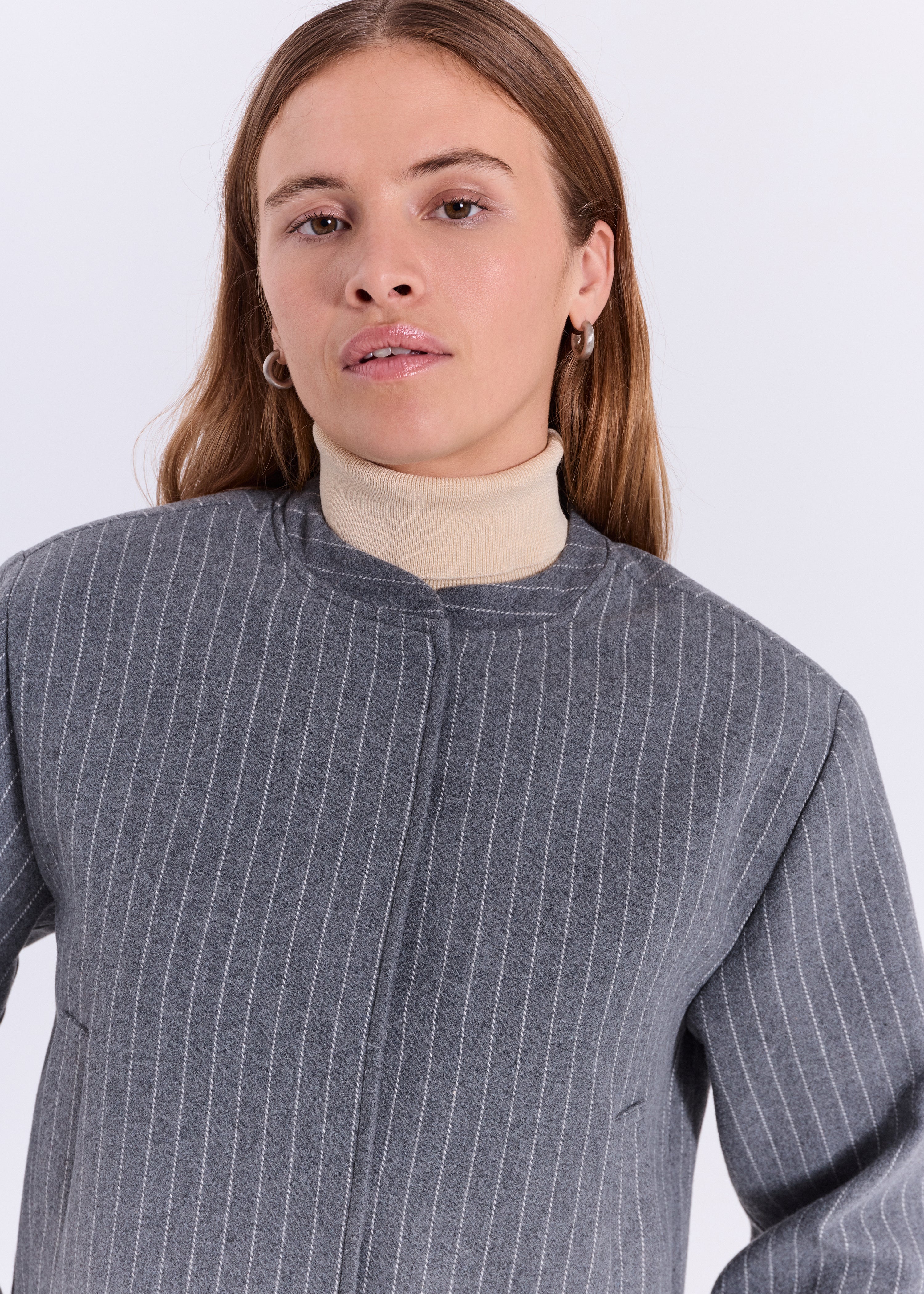 NORR Frigga light bomber jacket Jackets Light Grey Pinstripe