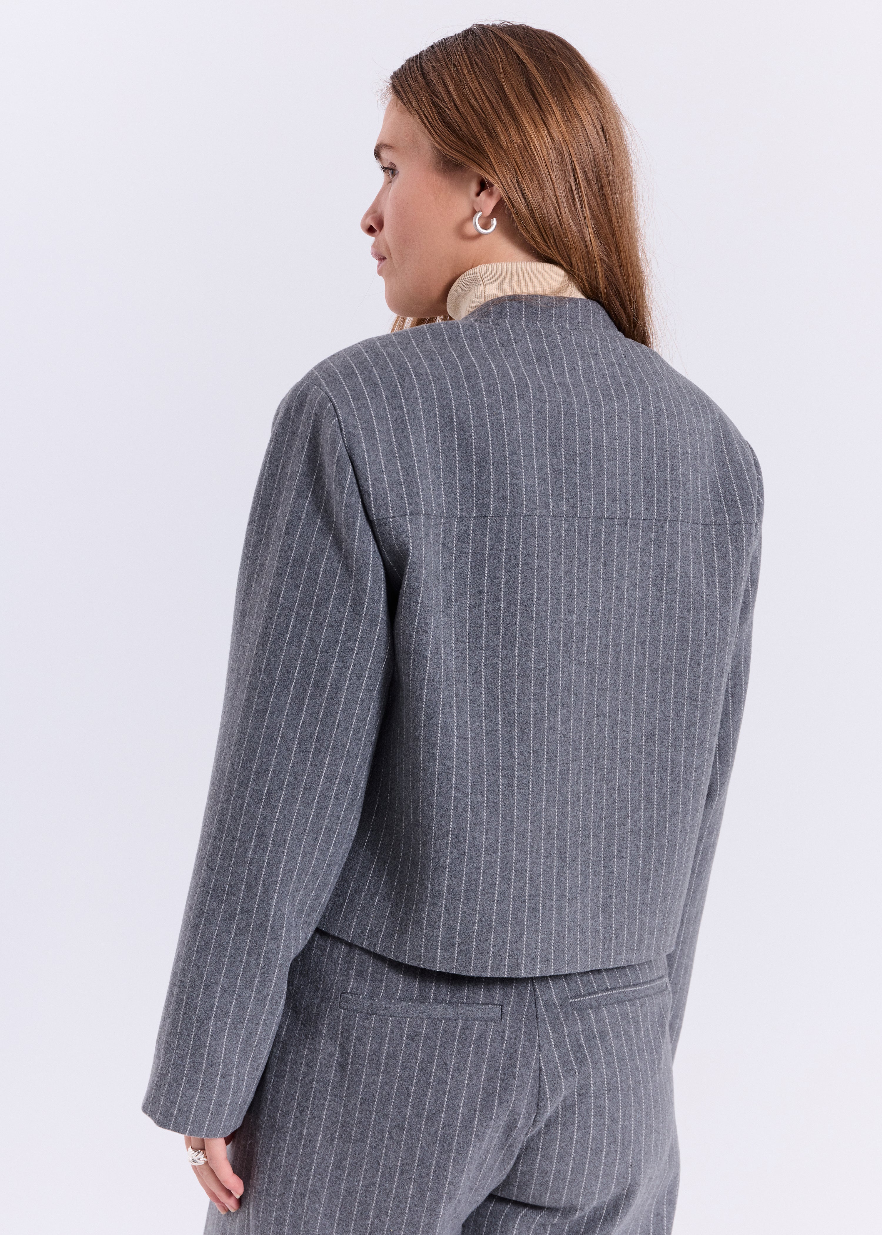 NORR Frigga light bomber jacket Jackets Light Grey Pinstripe