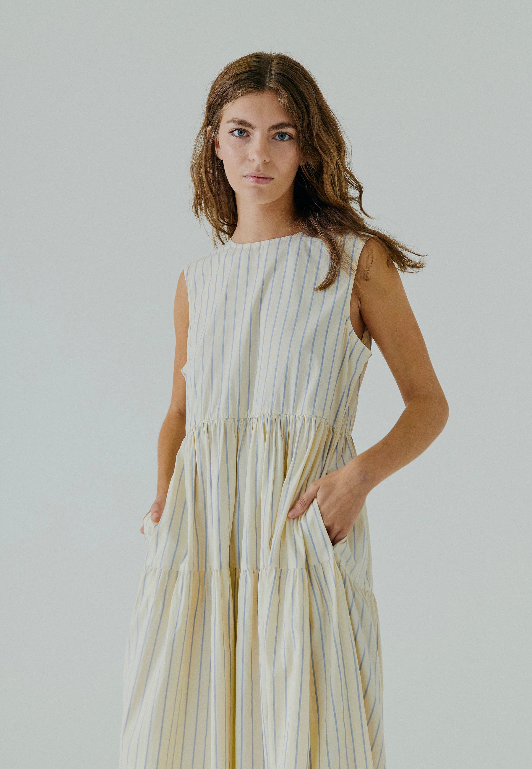 NORR Frikka maxi dress Dresses Light yellow stripe