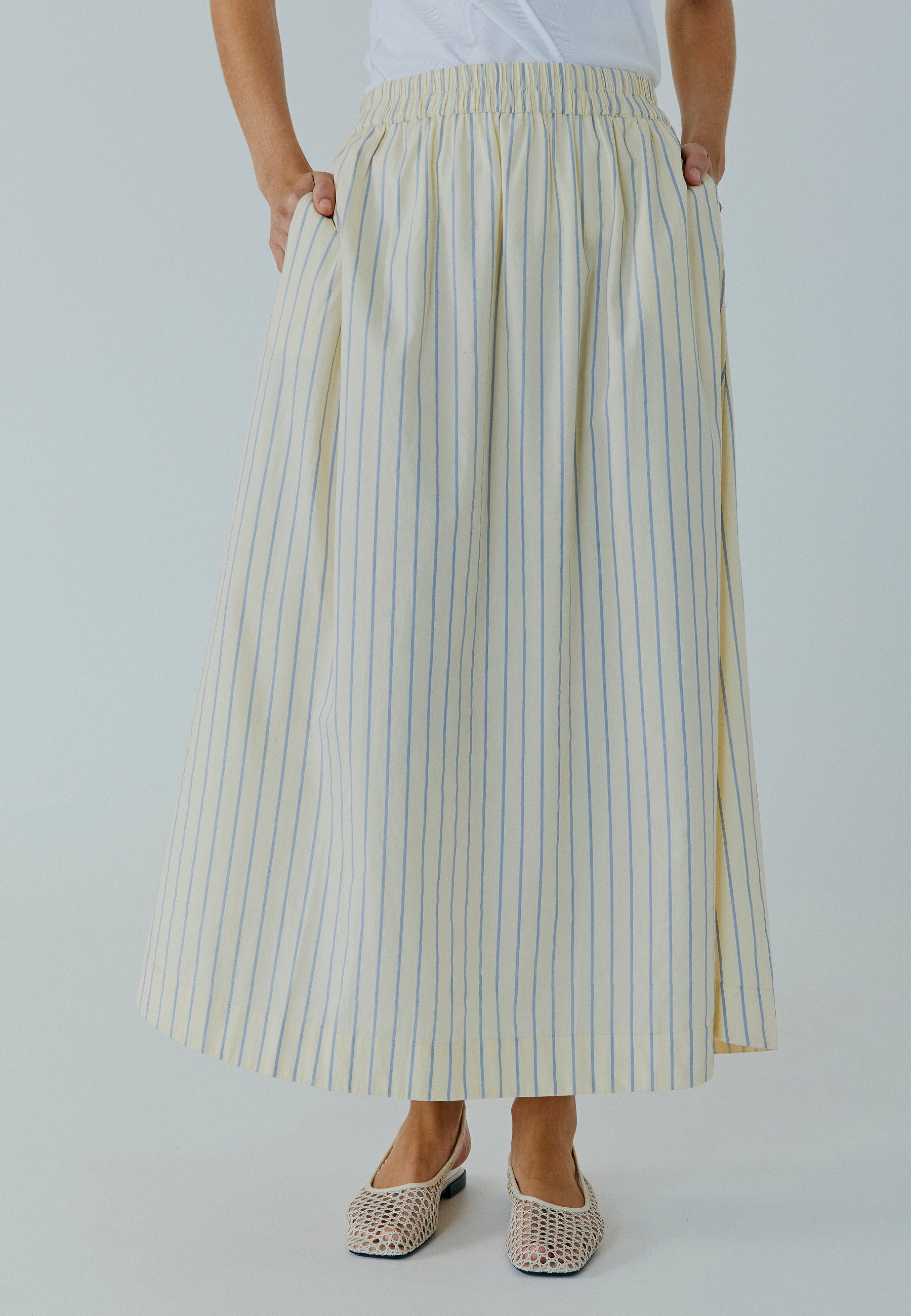 NORR Frikka maxi skirt Skirts Light yellow stripe