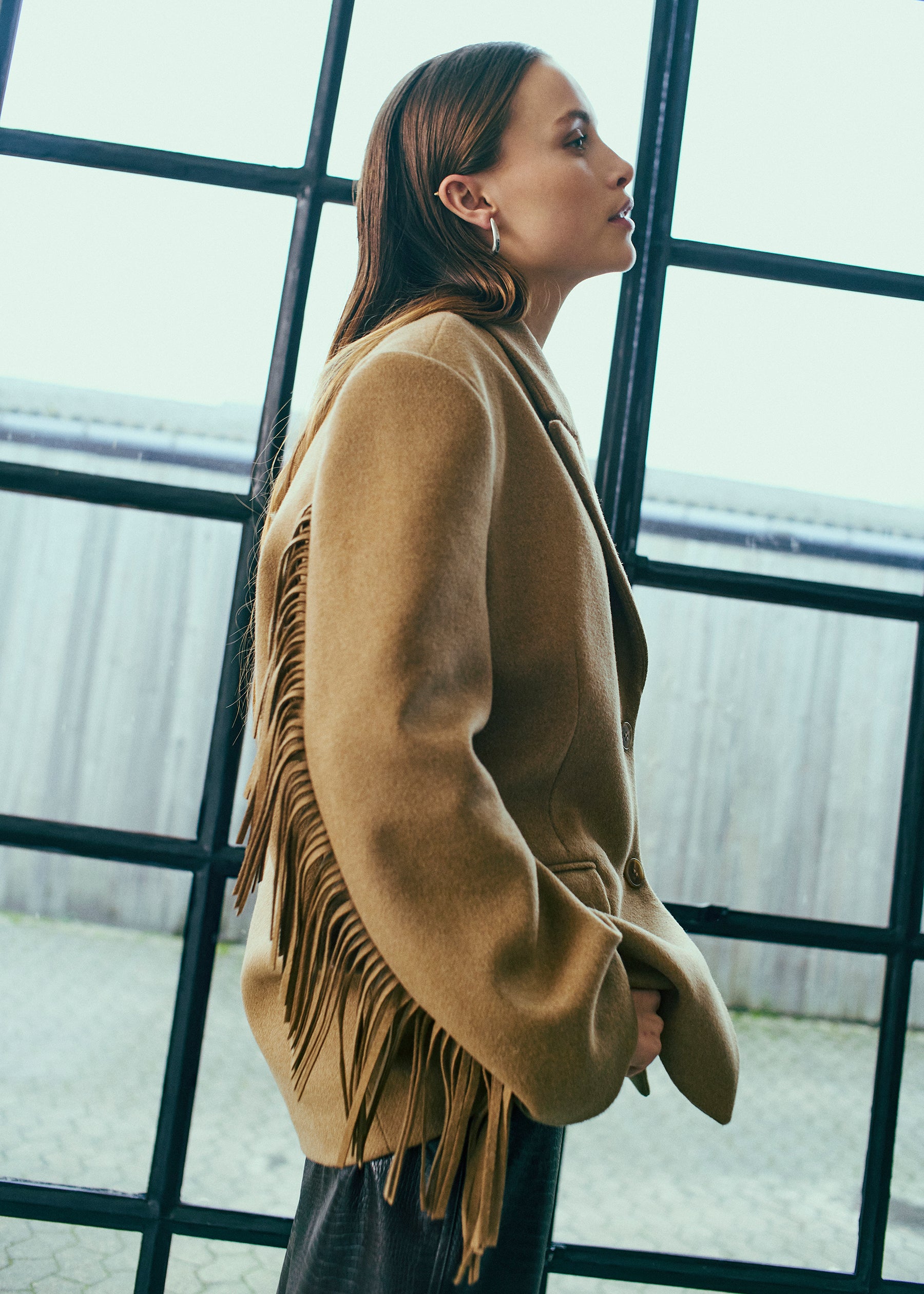 NORR Fringe wool blazer Jackets Camel