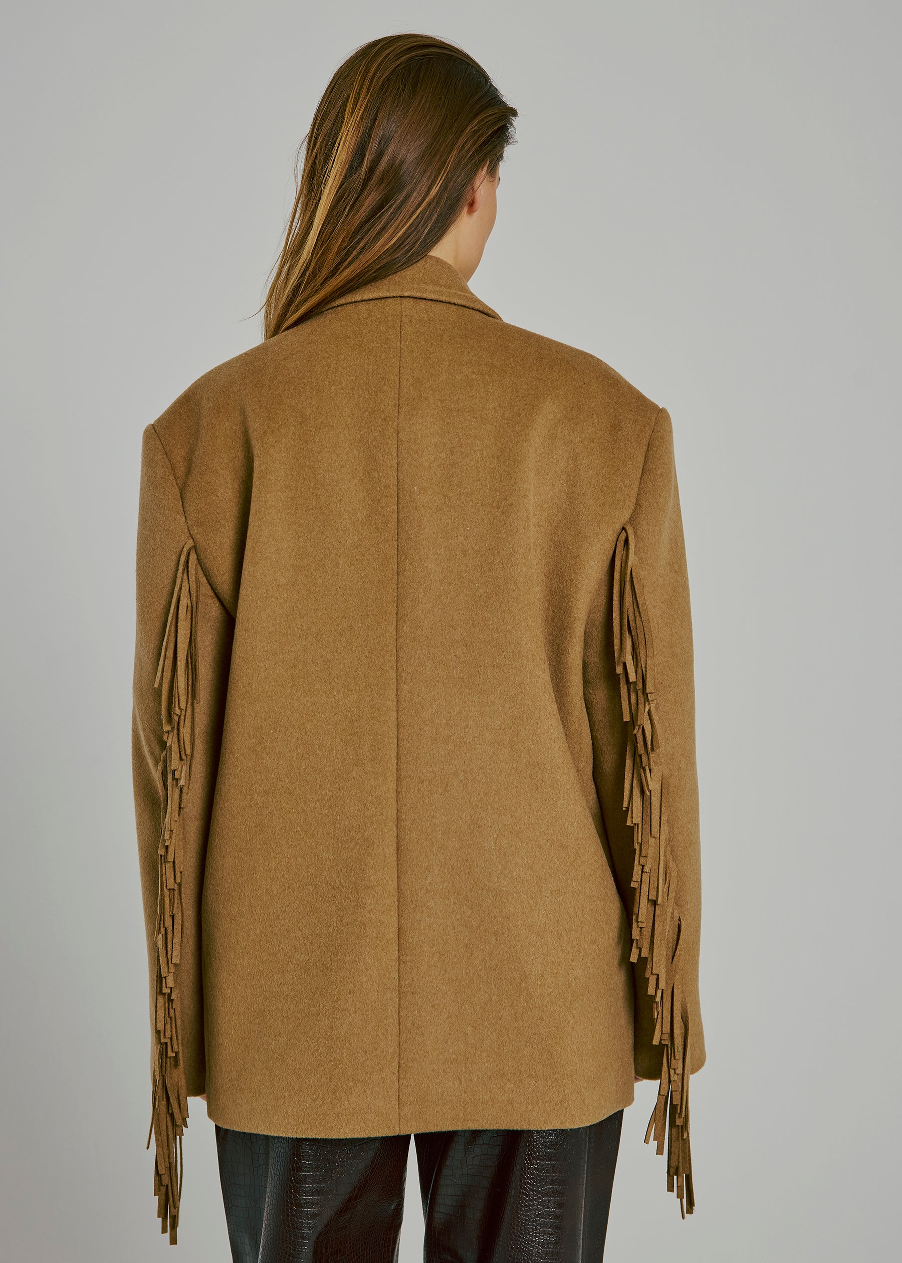 NORR Fringe wool blazer Jackets Camel