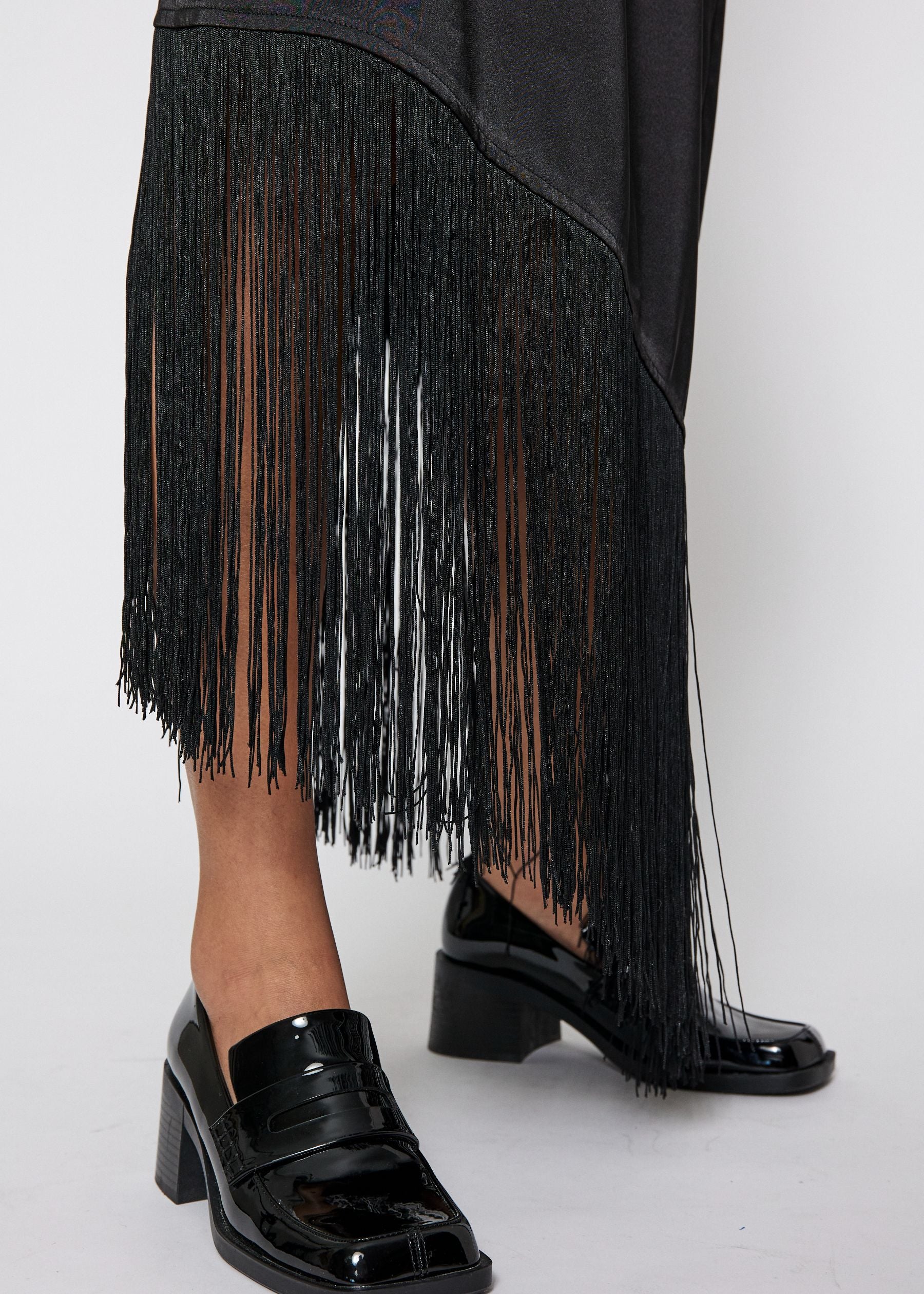 NORR Gili fringe skirt Skirts Black