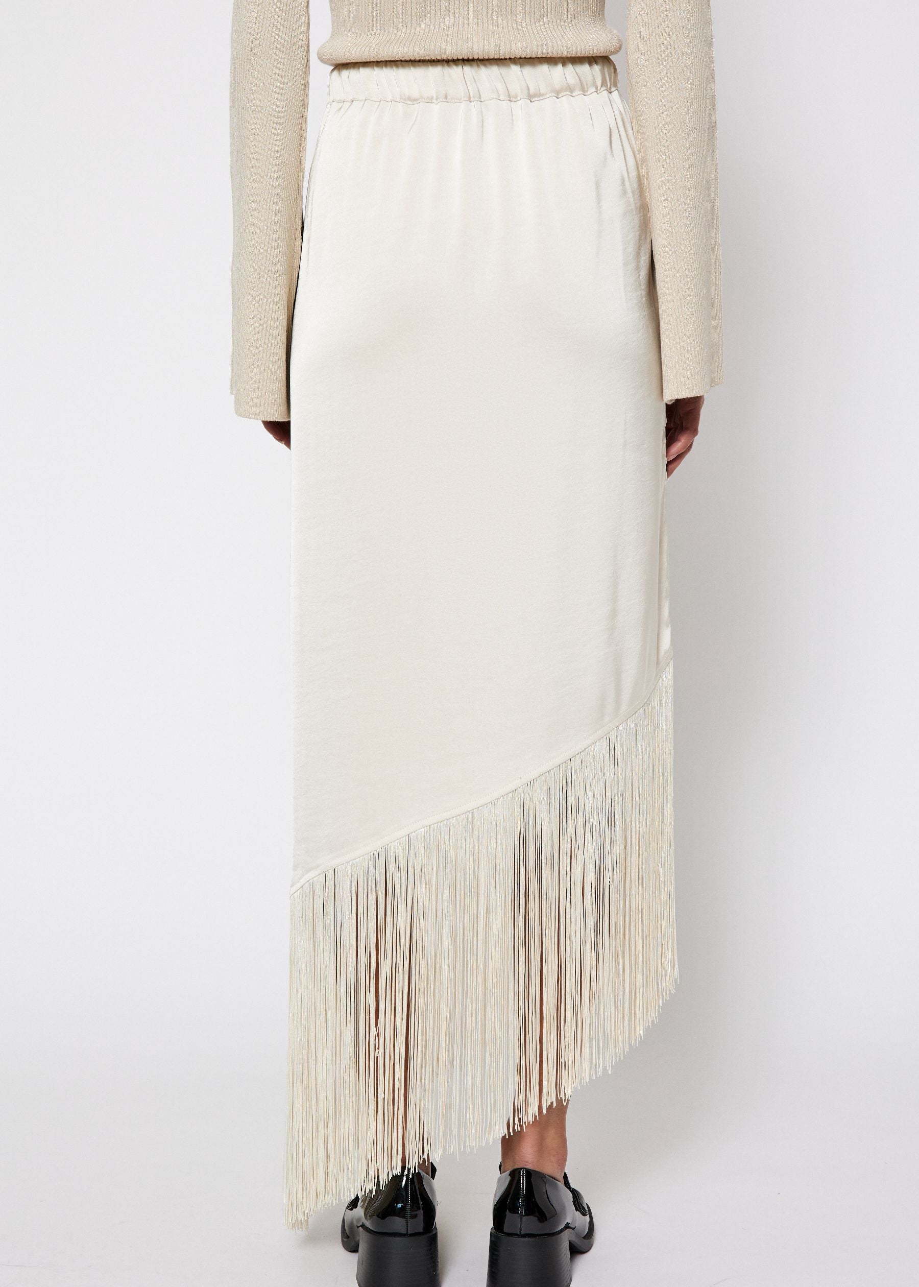 NORR Gili fringe skirt Skirts Champagne