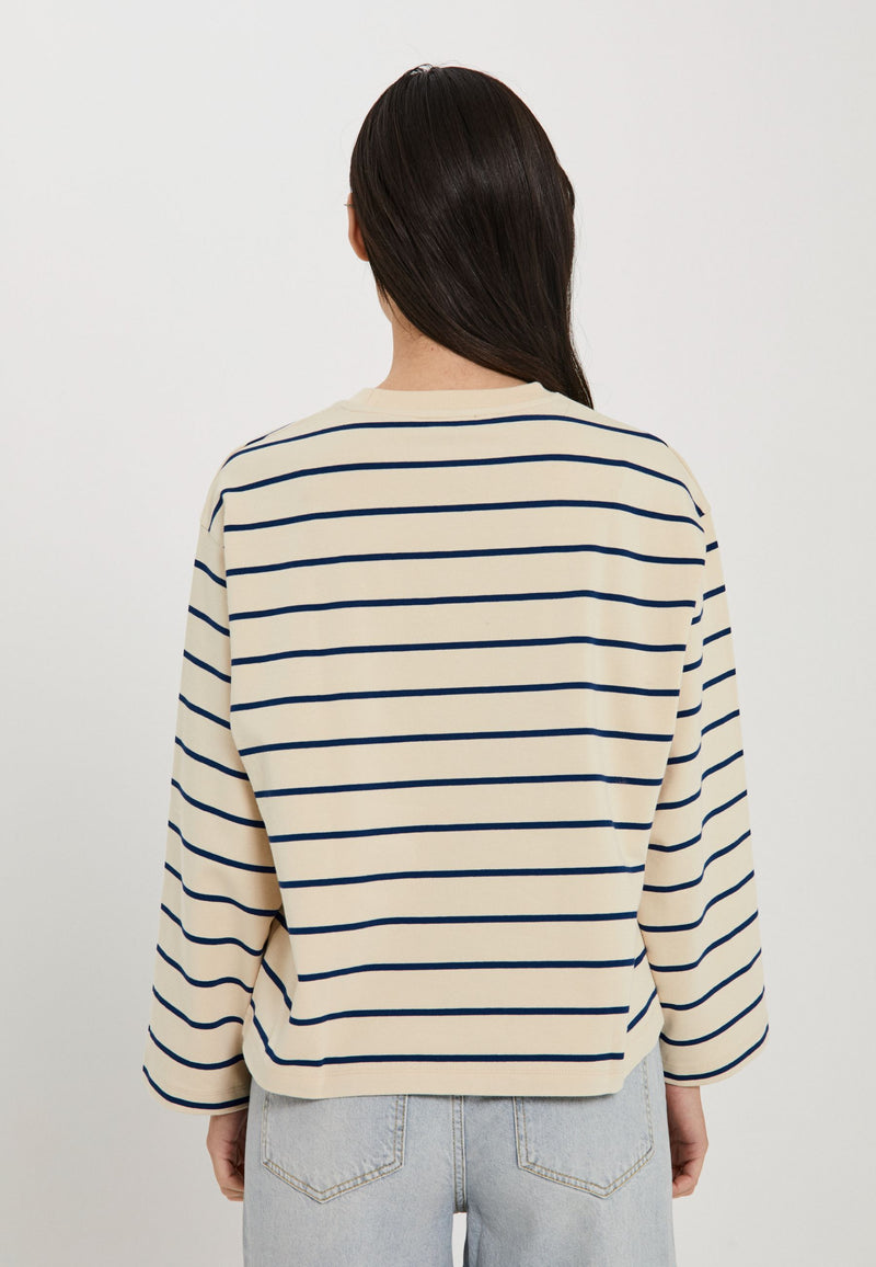 NORR Giva LS tee Tops Navy stripe