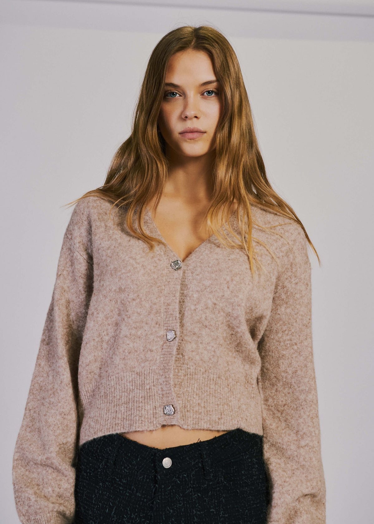 NORR Halli LS knit cardigan Knits Camel
