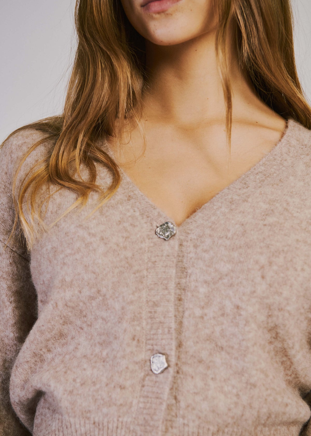 NORR Halli LS knit cardigan Knits Camel