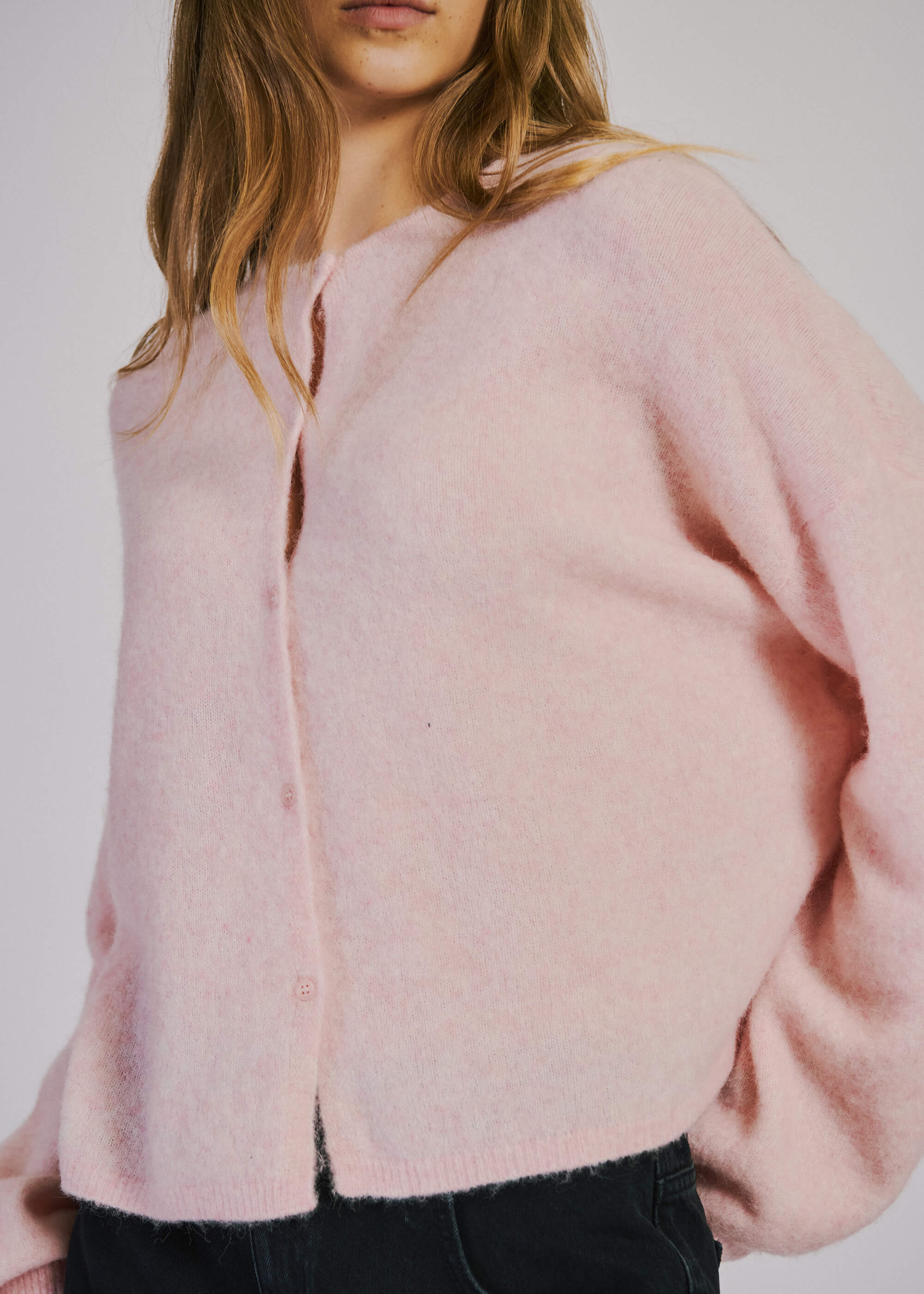 NORR Halli button knit cardigan Knits Light pink