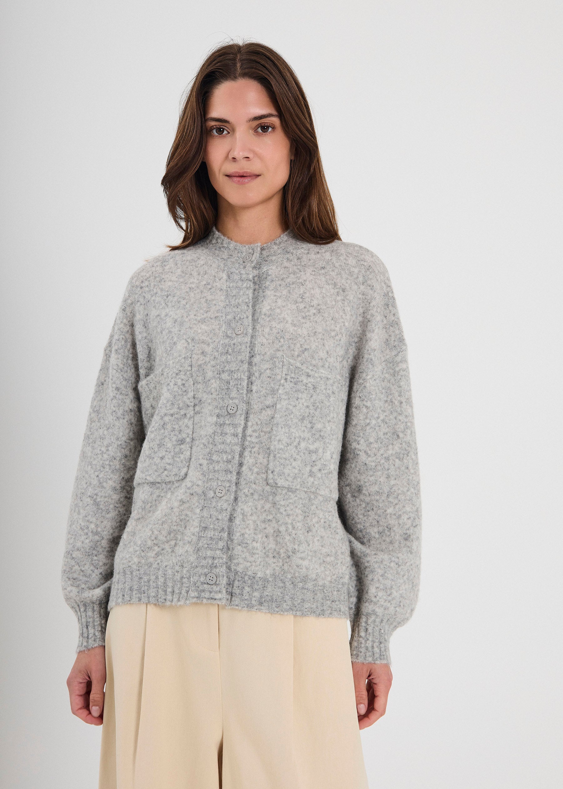 NORR Halli knit cardigan Knits Light grey melange