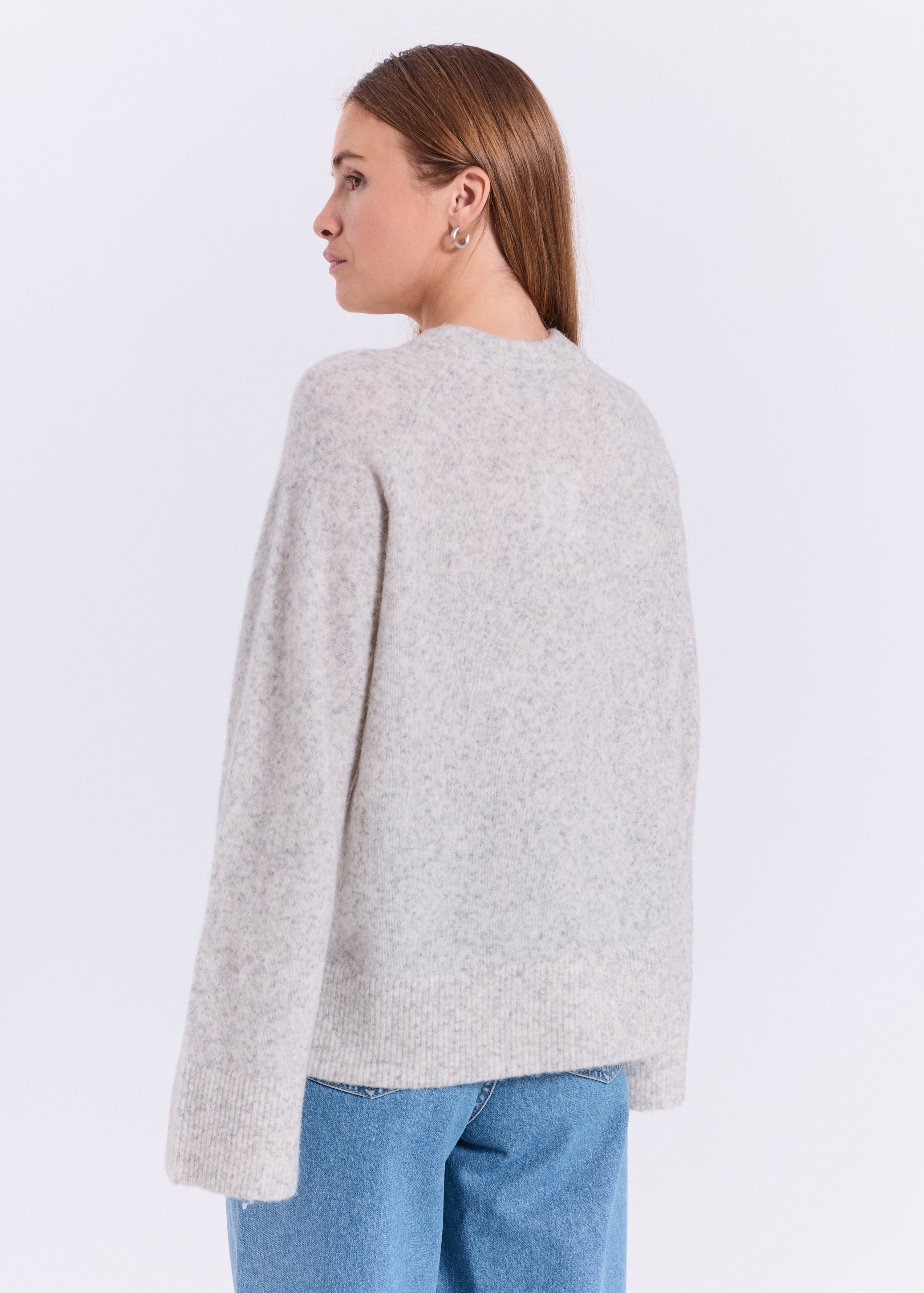 NORR Halli loose fit knit top Knits Light grey melange