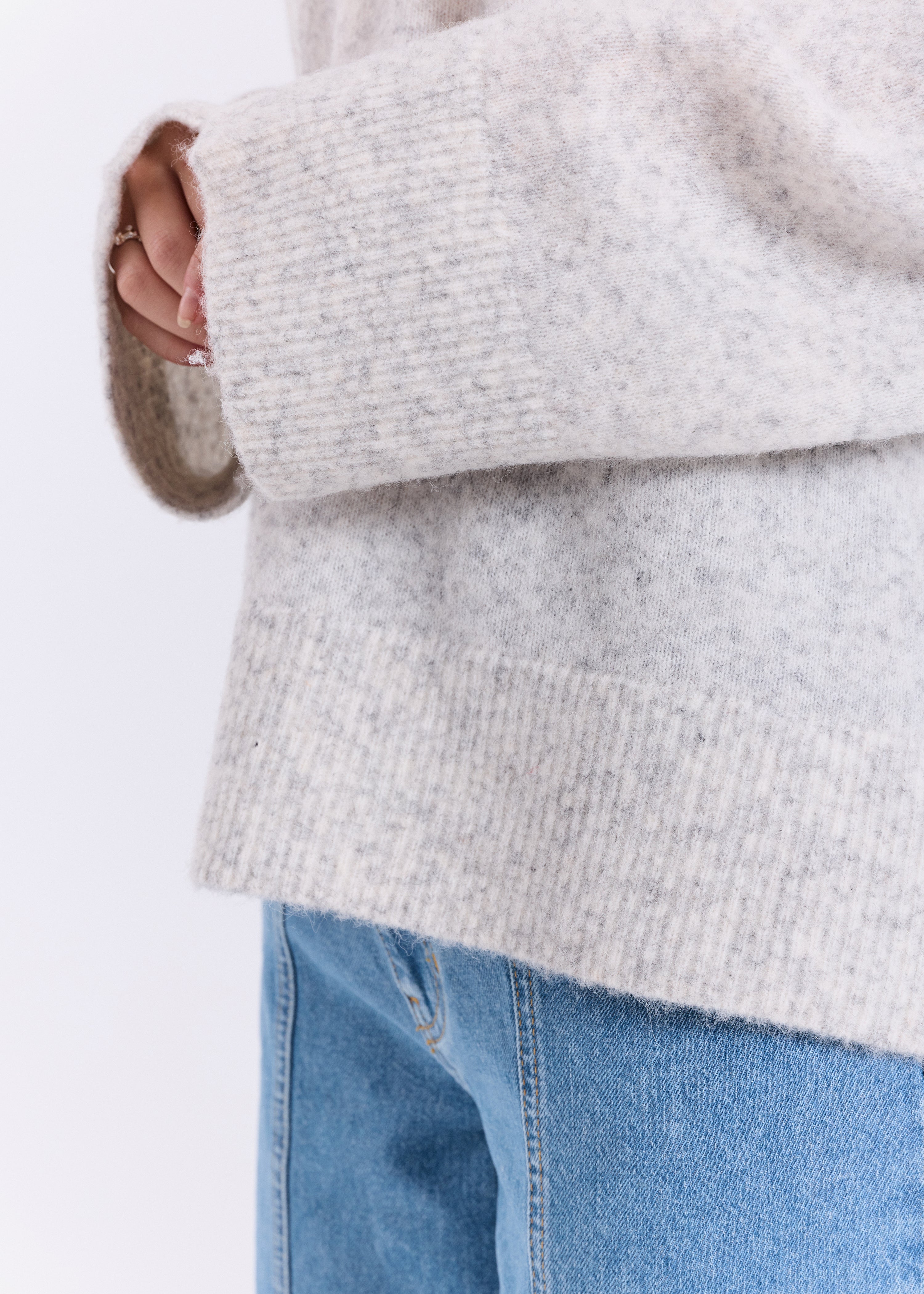 NORR Halli loose fit knit top Knits Light grey melange