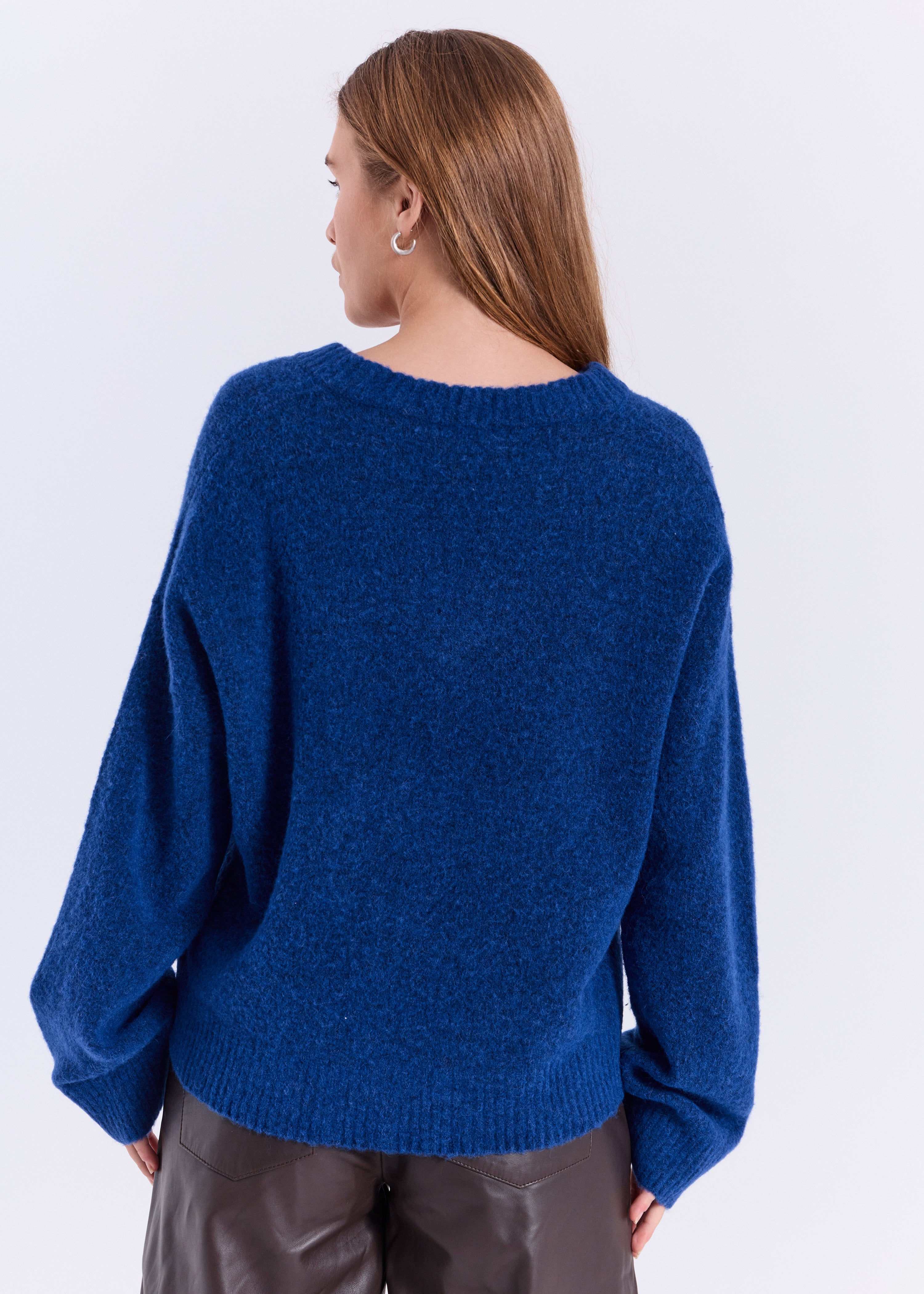 NORR Halli v-neck knit top Knits Blue