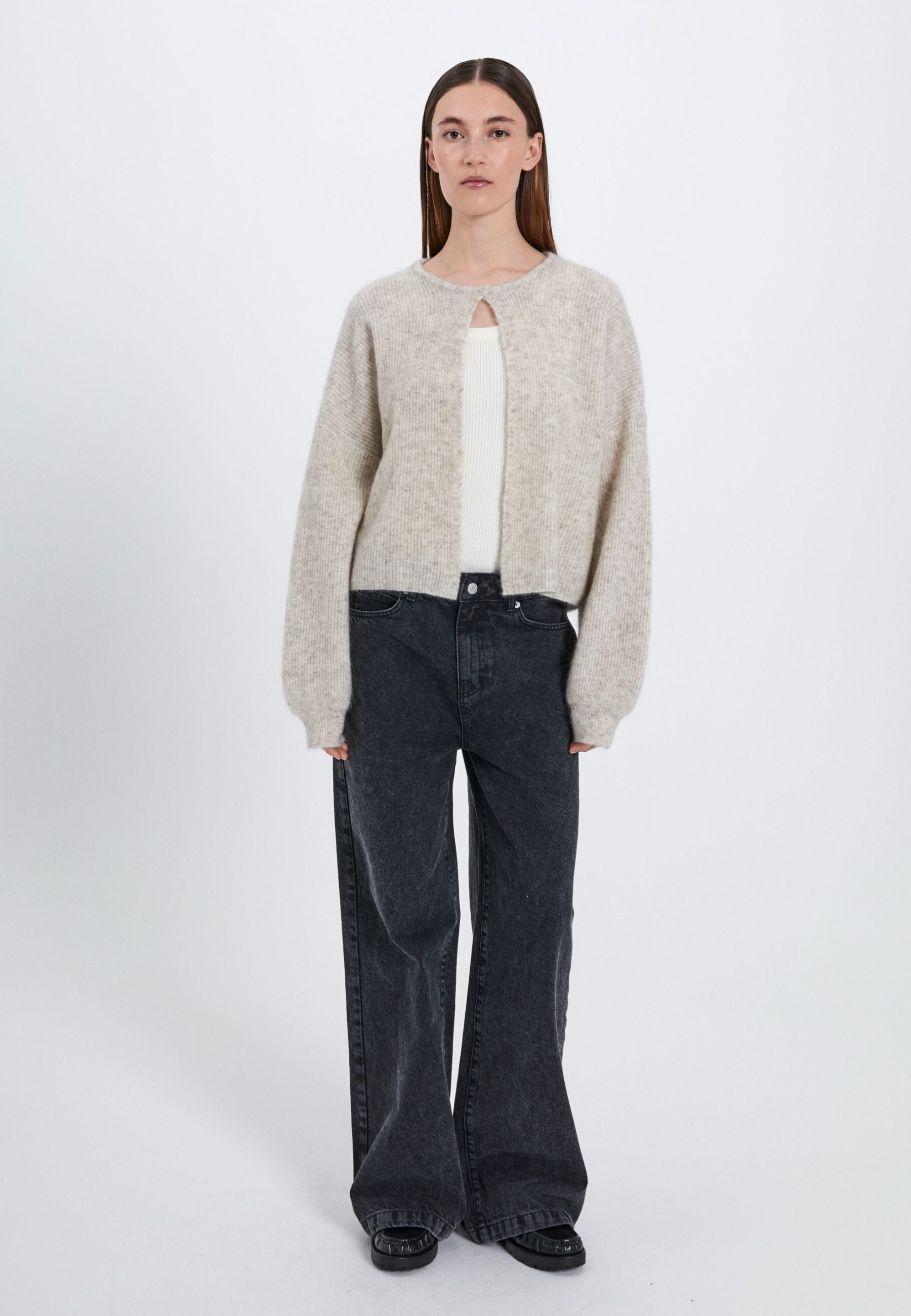 NORR Hazina knit cardigan Cardigans Beige mélange