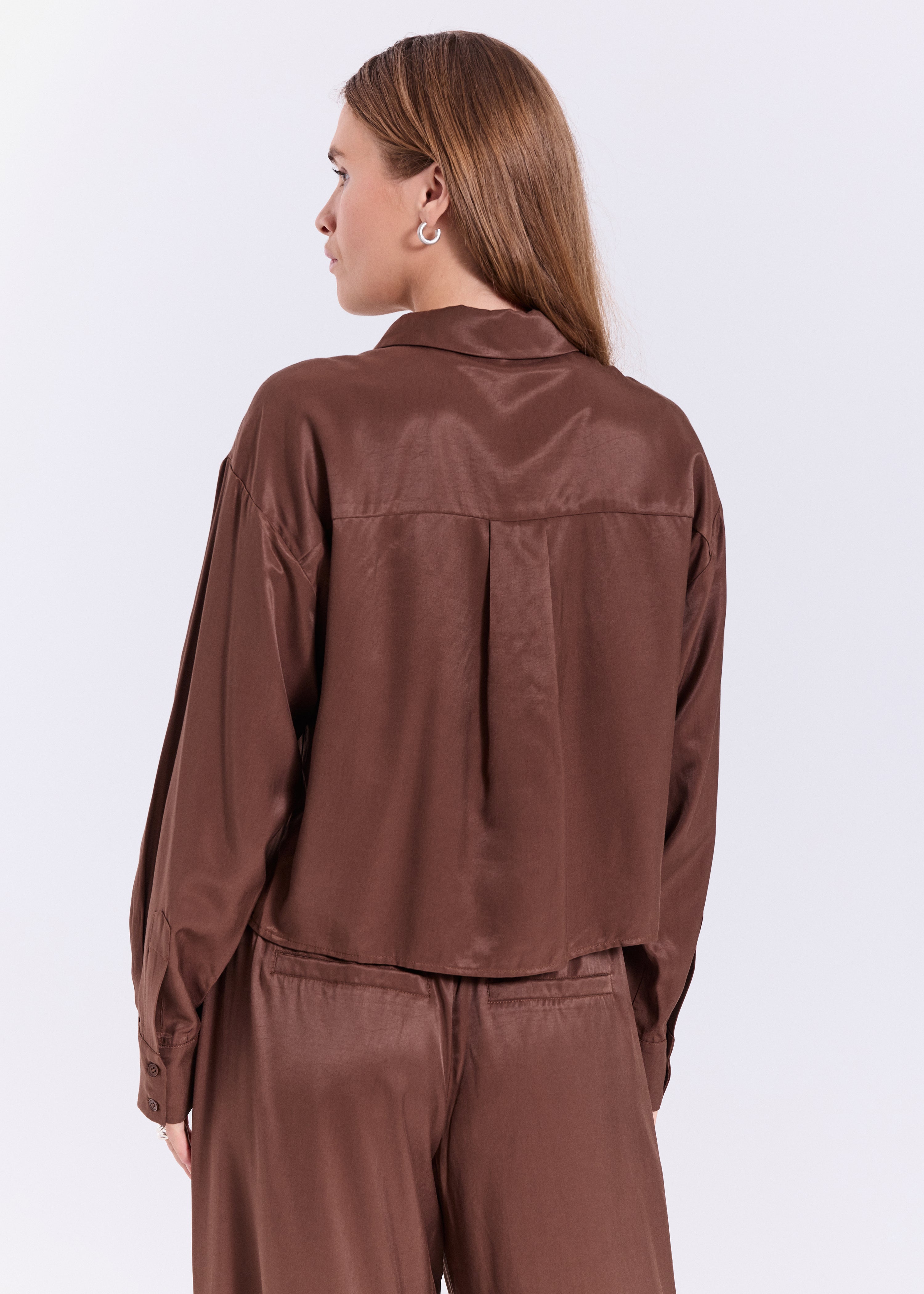 NORR Jola short shirt Shirts Dark Brown