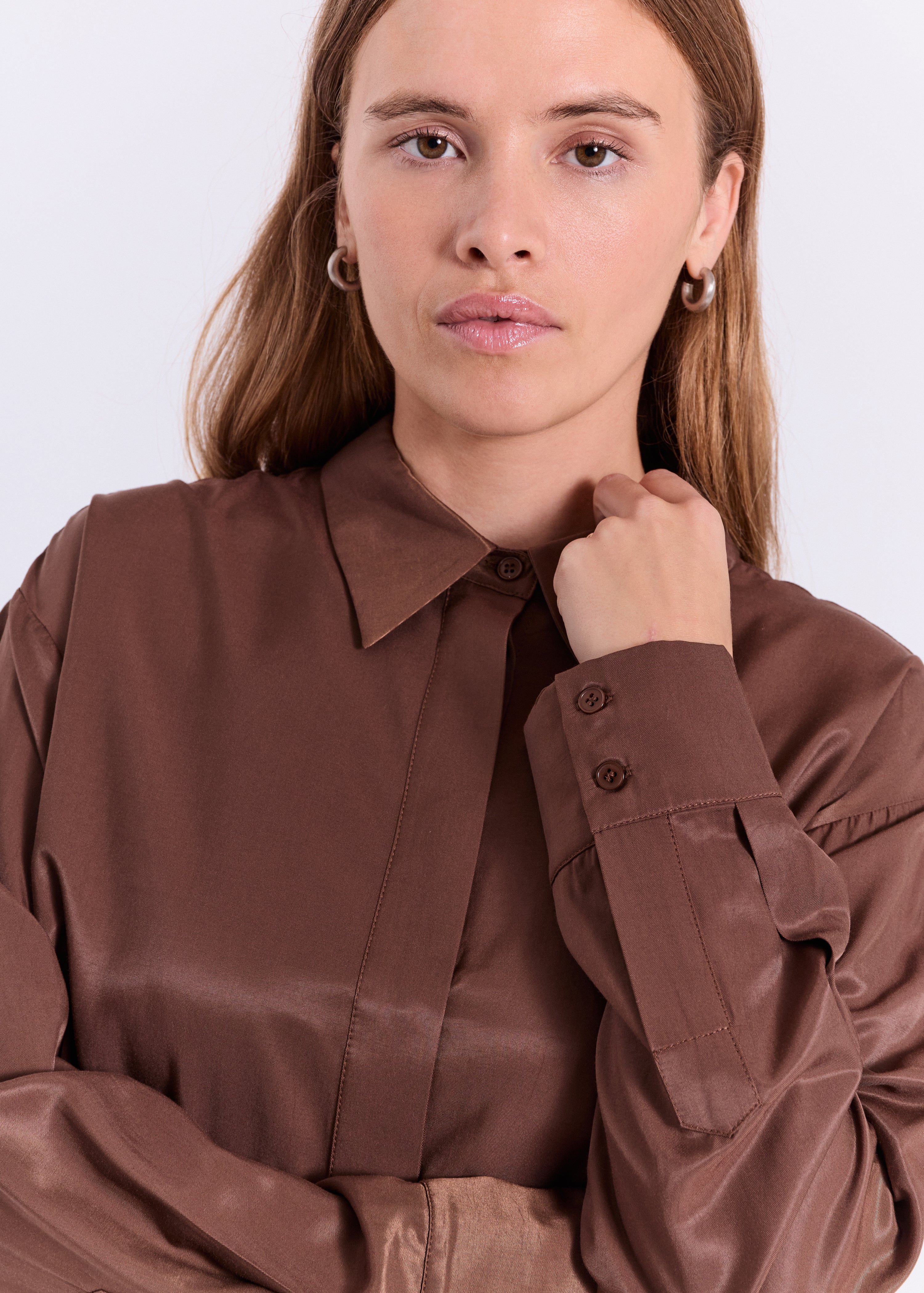 NORR Jola short shirt Shirts Dark Brown