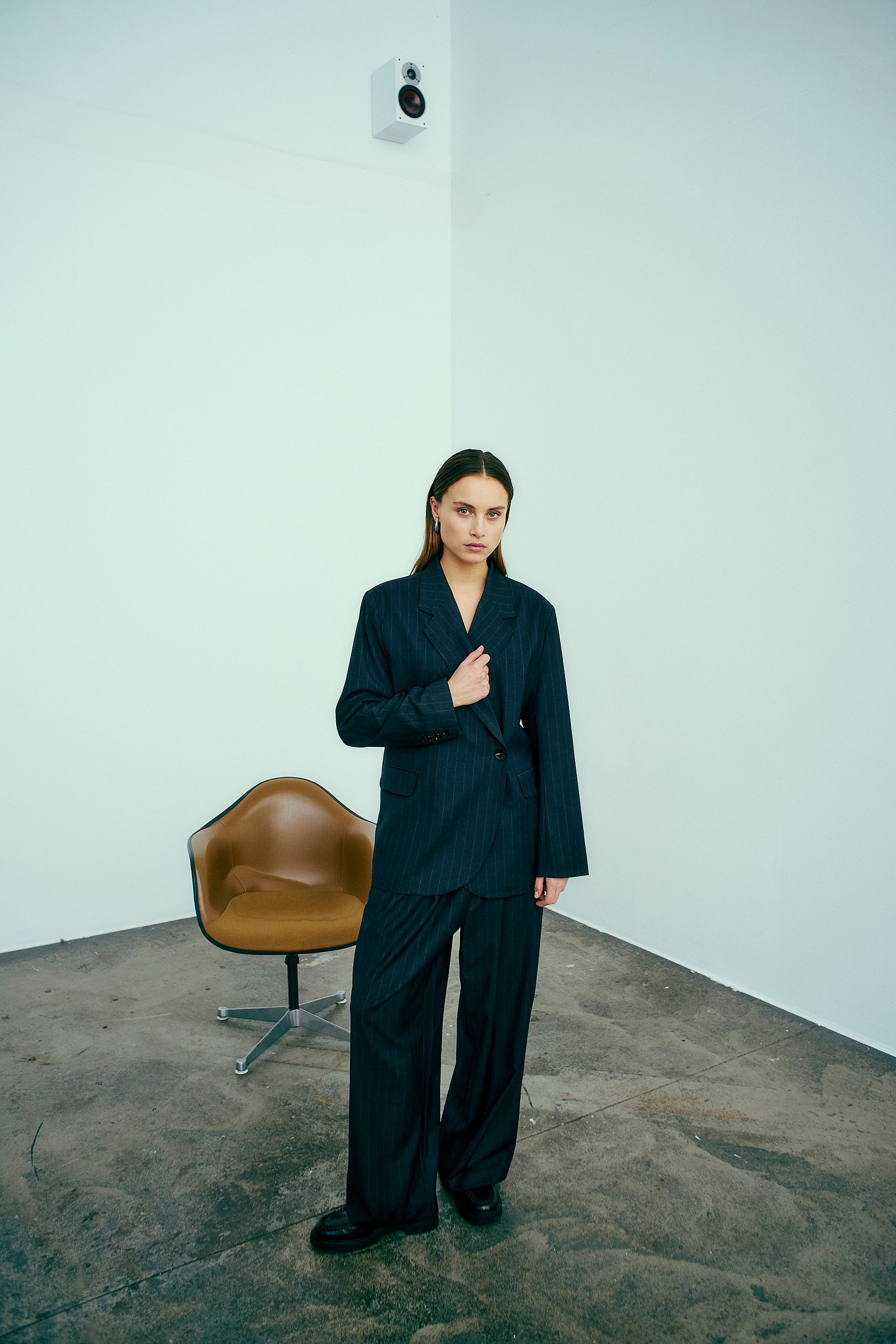 NORR Kandria pants Pants Brown pinstripe