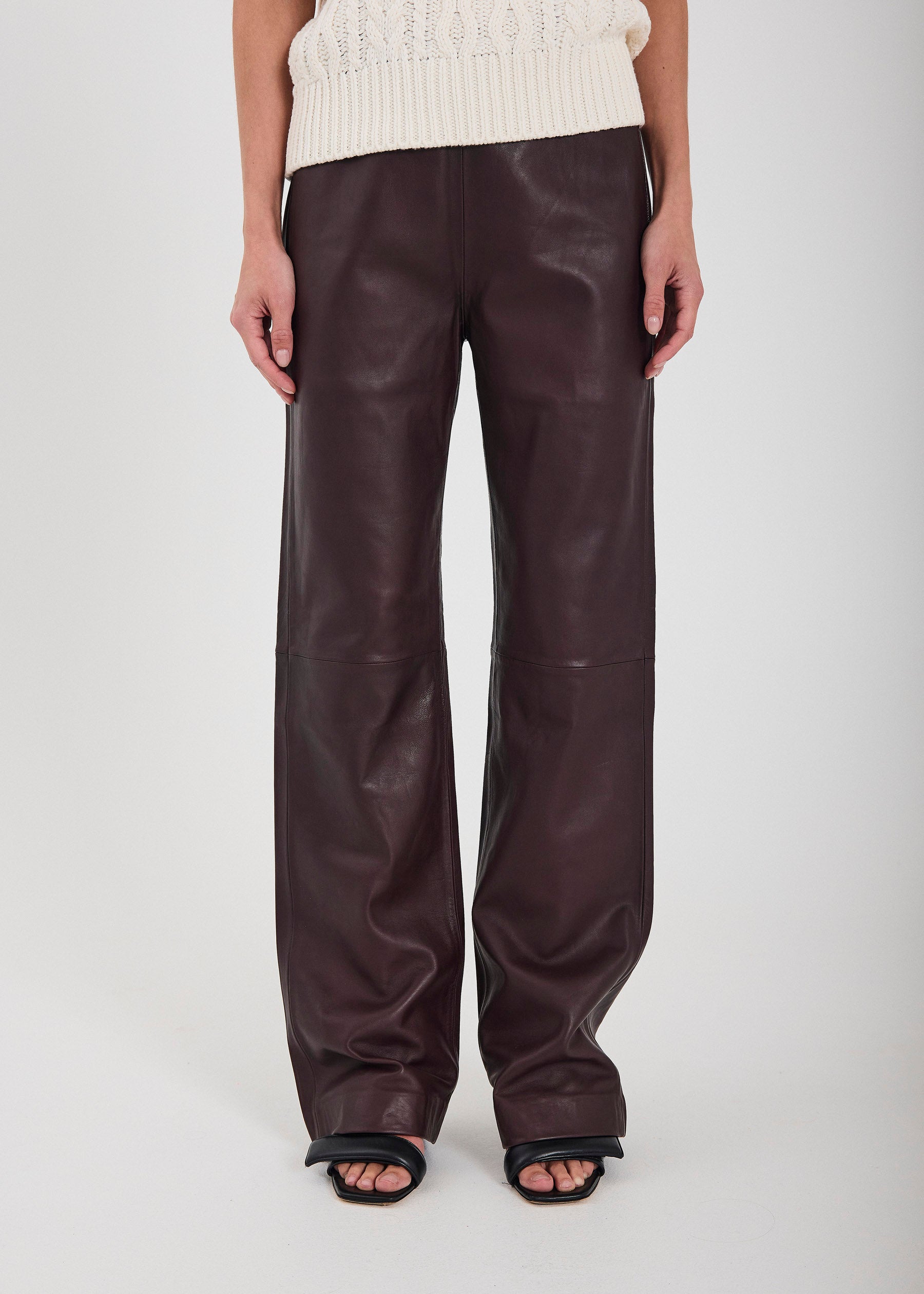 NORR Kathleen leather pants Pants Bordeaux