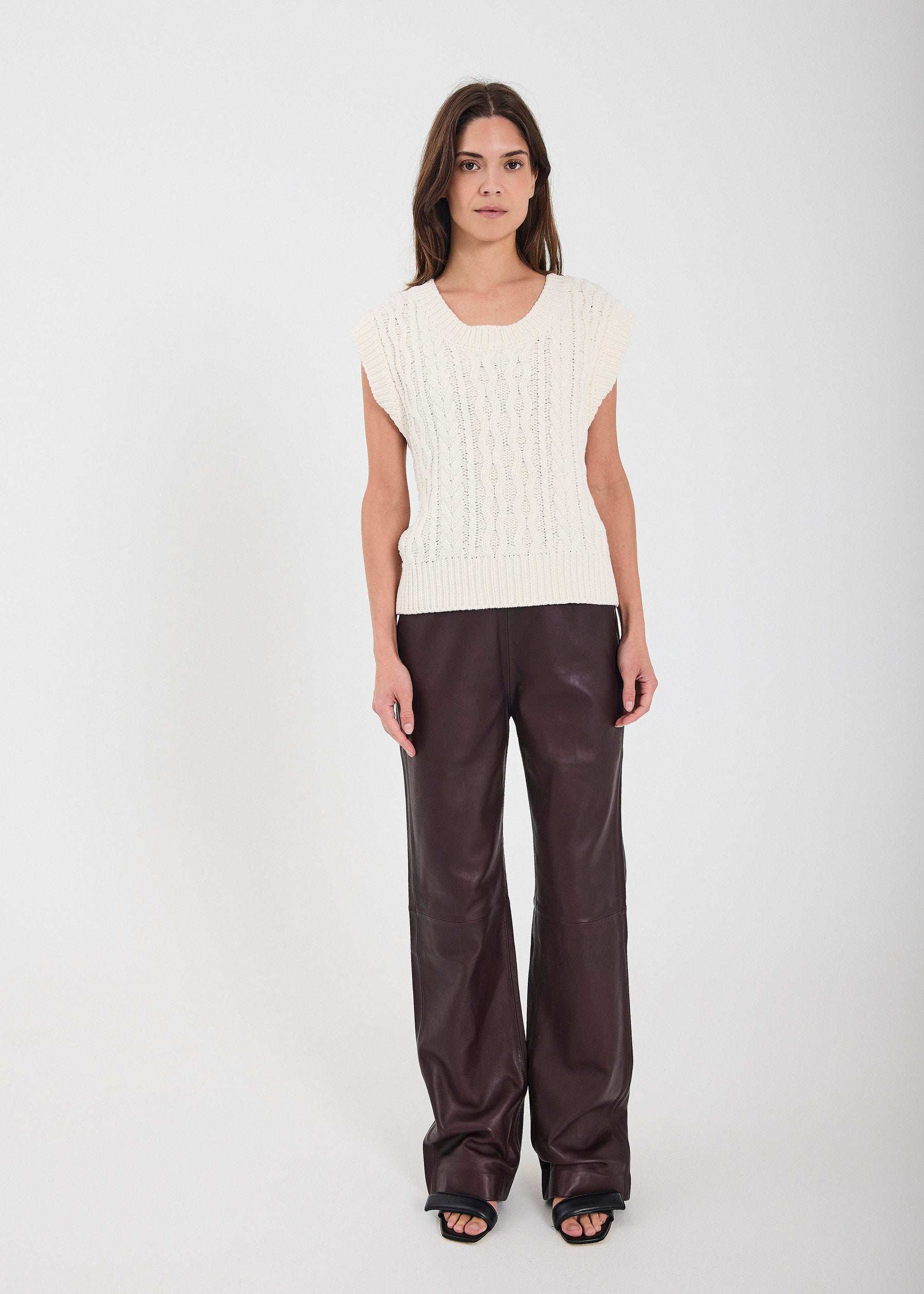 NORR Kathleen leather pants Pants Bordeaux