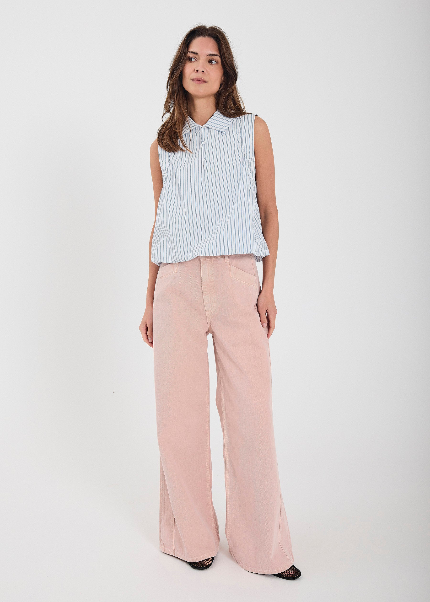 最安値corzy worldwideMサイズ PINK WASHED JEANS Kenzie RW wide jeans - Light pink wash