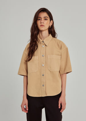 NORR Kenzie SS denim shirt Shirts Light sand