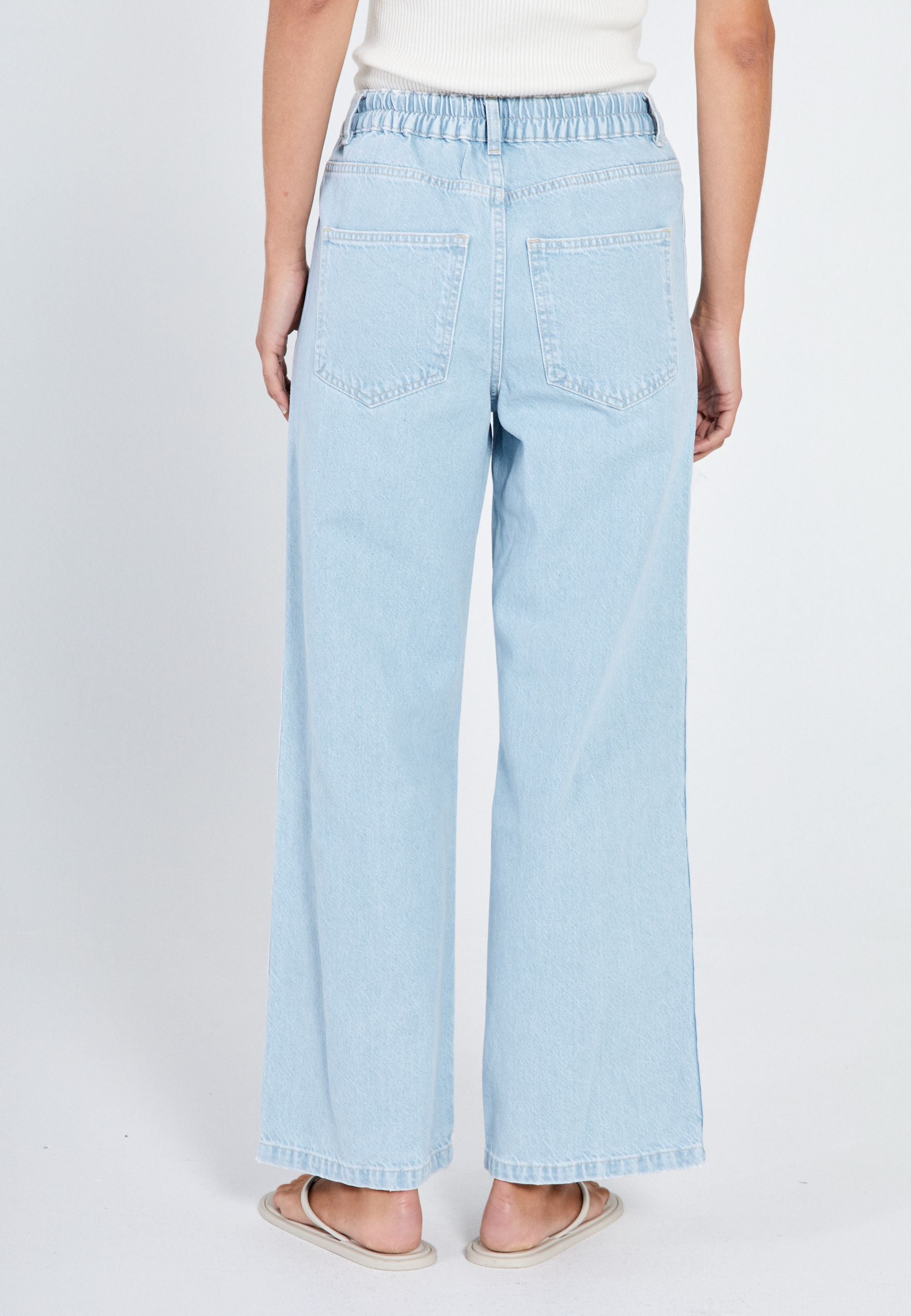 【BAON】Shari Summer Washing Wide Denim Pants Kenzie baggy jeans - Cloudy blue wash