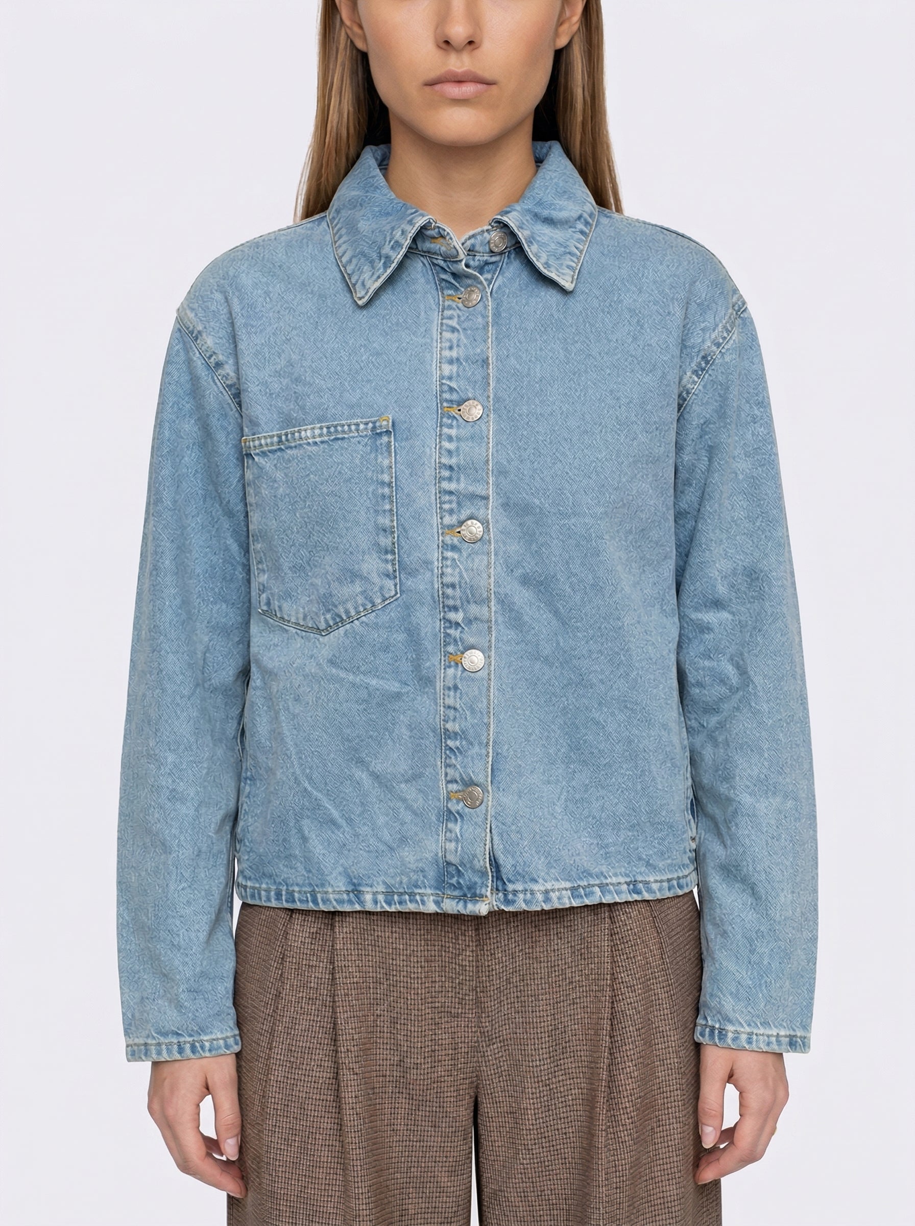 Kenzie lace denim shirt - Medium blue denim
