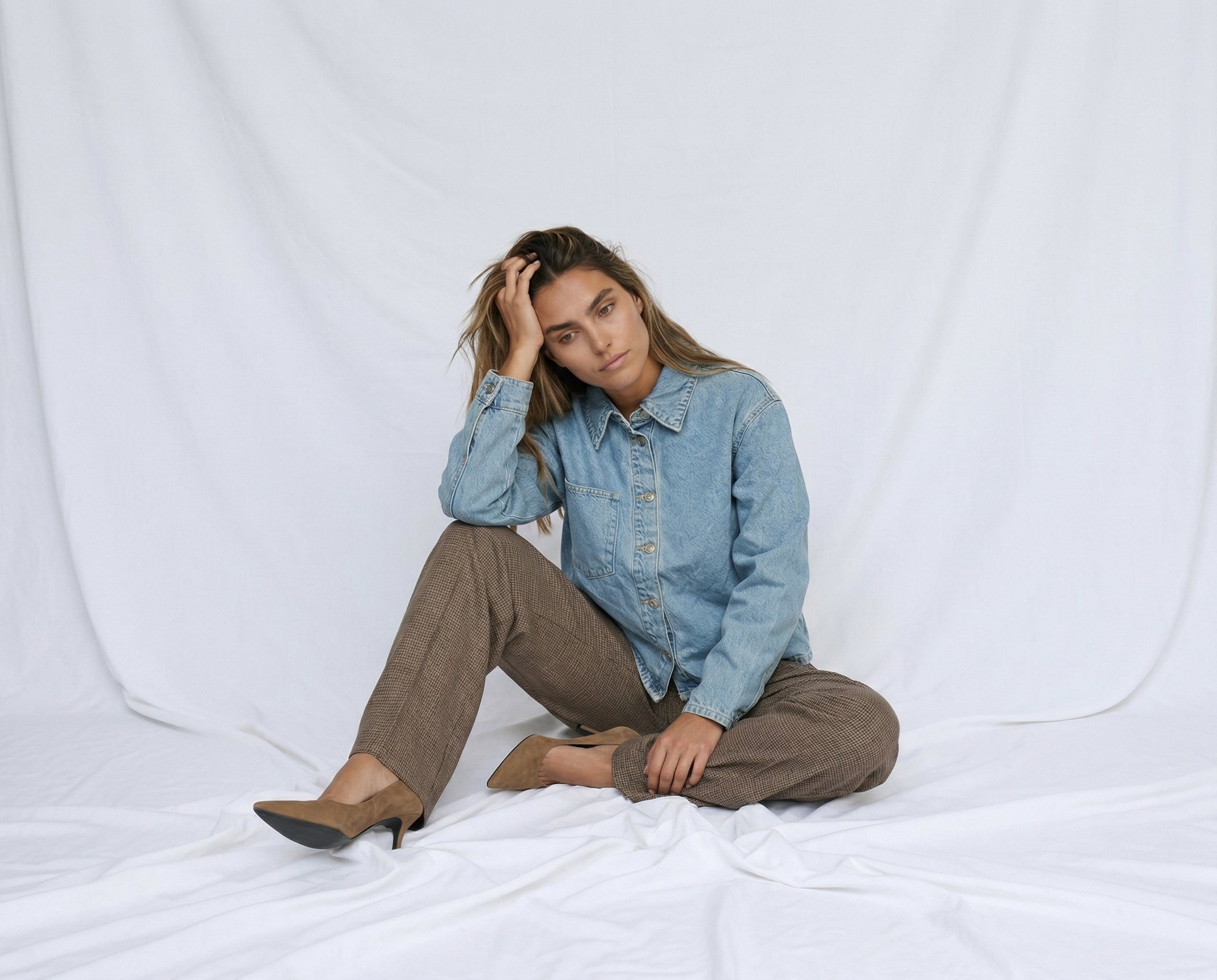 Kenzie lace denim shirt - Medium blue denim