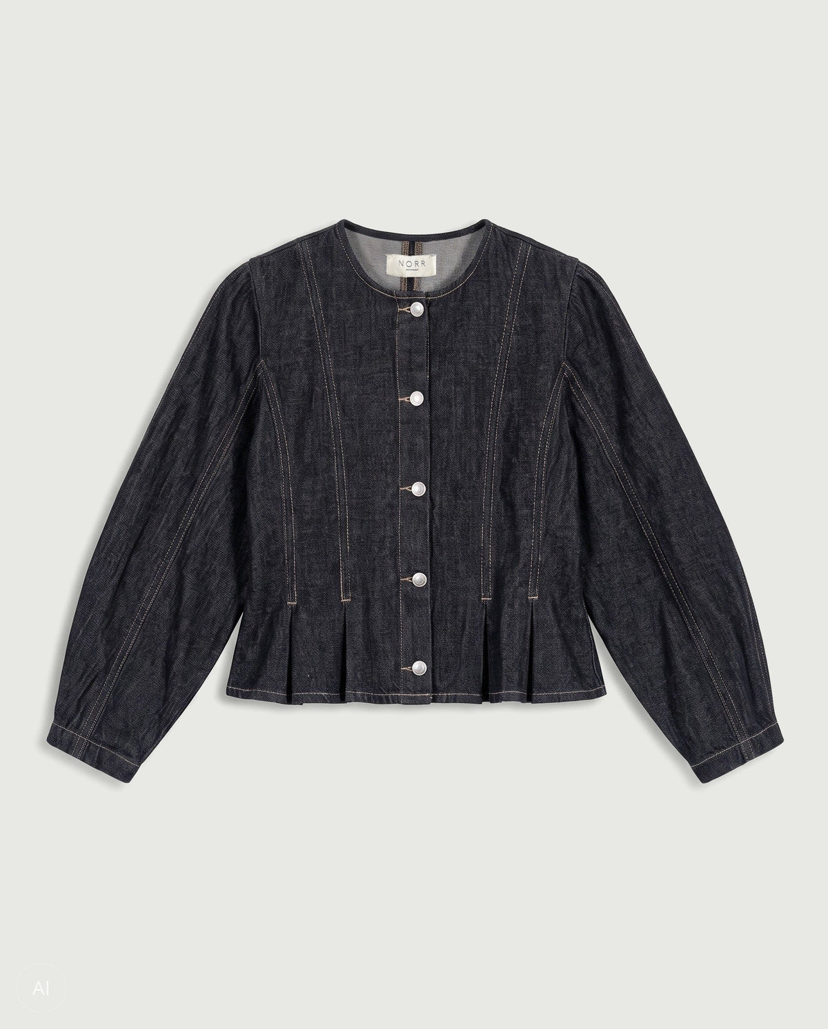 NORR Kenzie peplum denim jacket Jackets Dark blue wash
