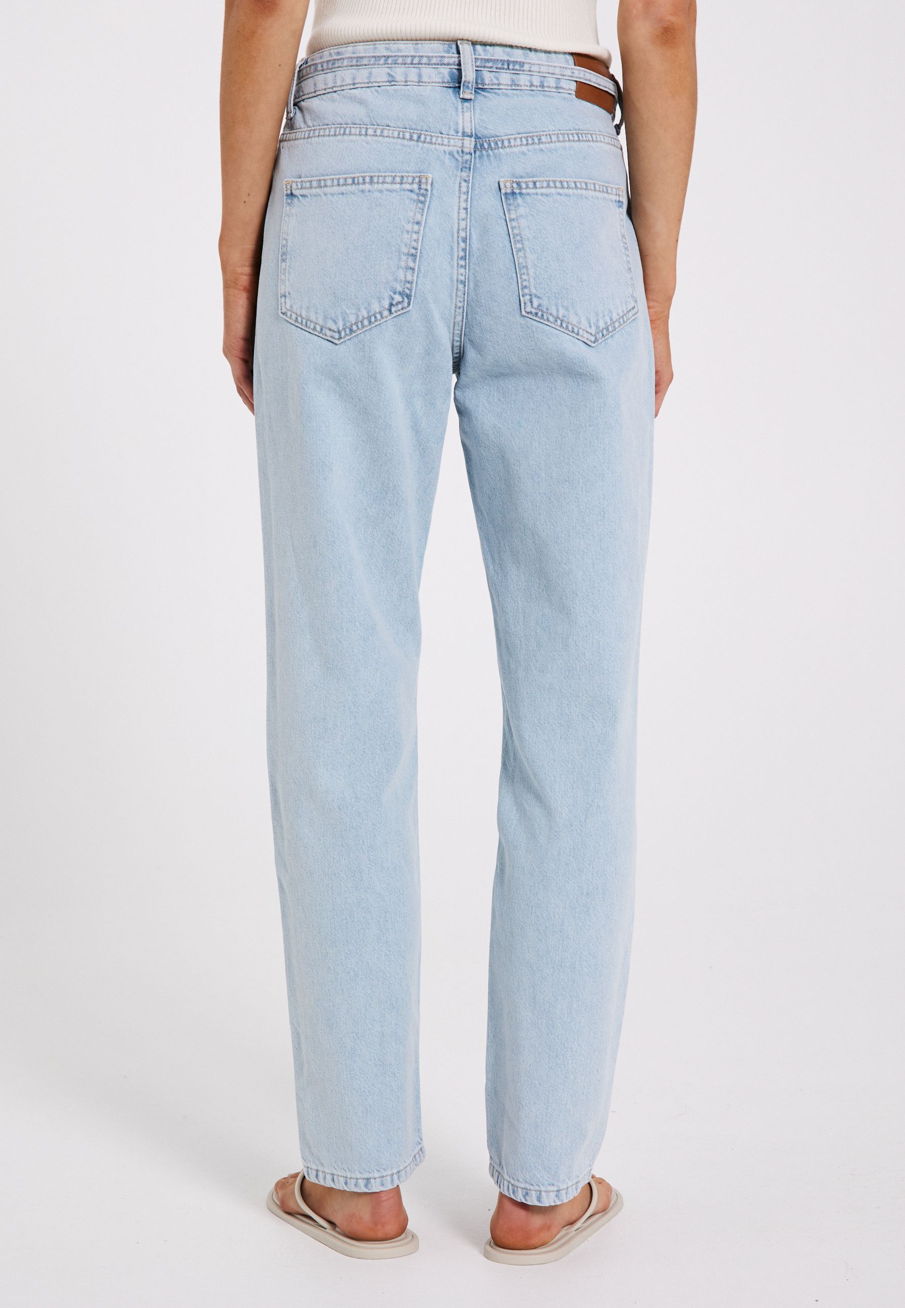 NORR Kenzie relaxed belt jeans Pants Blue light wash