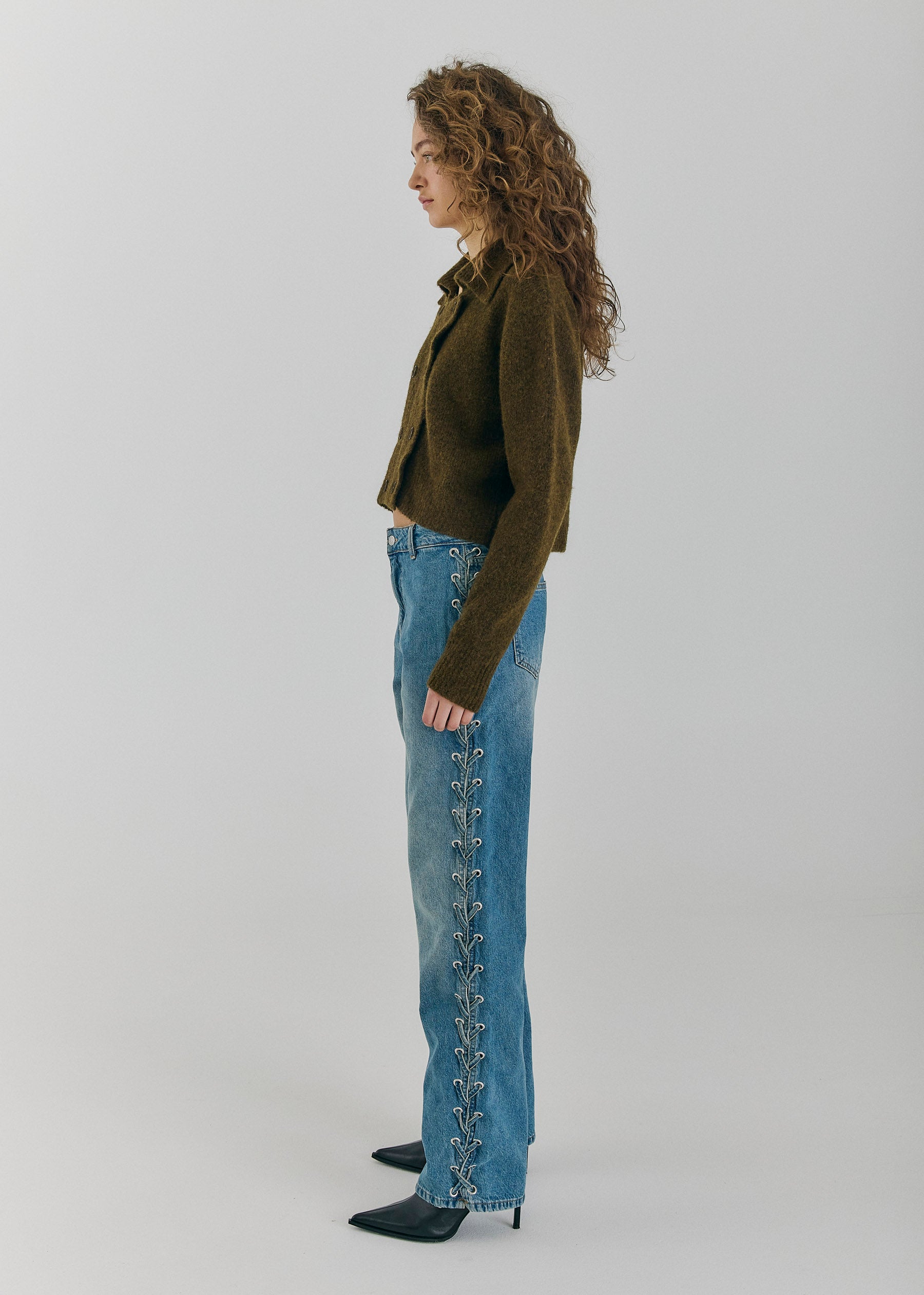 NORR Kenzie straight lace jeans Pants Medium blue denim