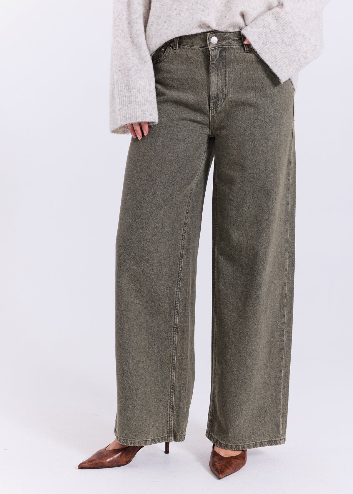 NORR Kenzie wide jeans Pants Dark green